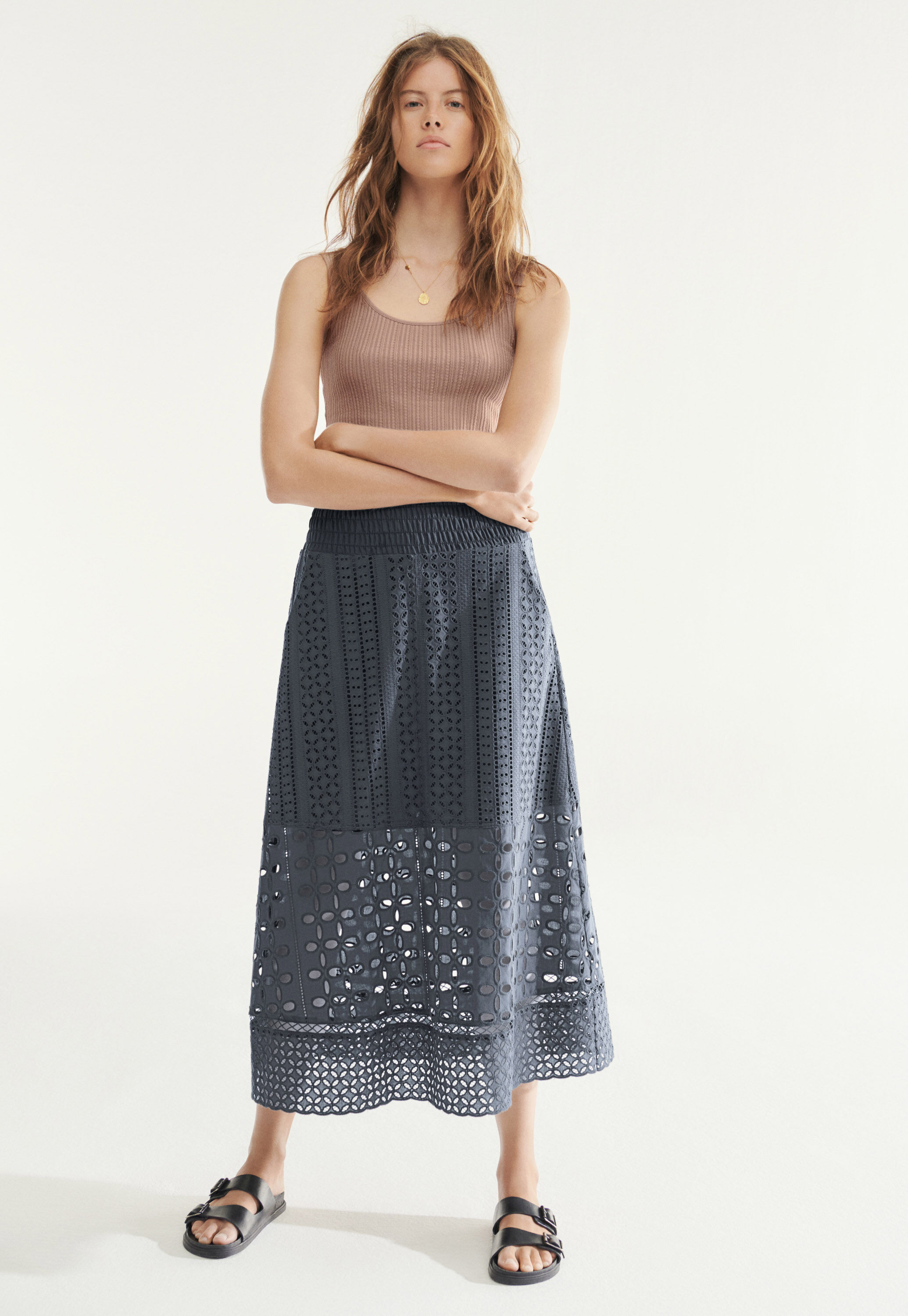 Broderie A-line skirt