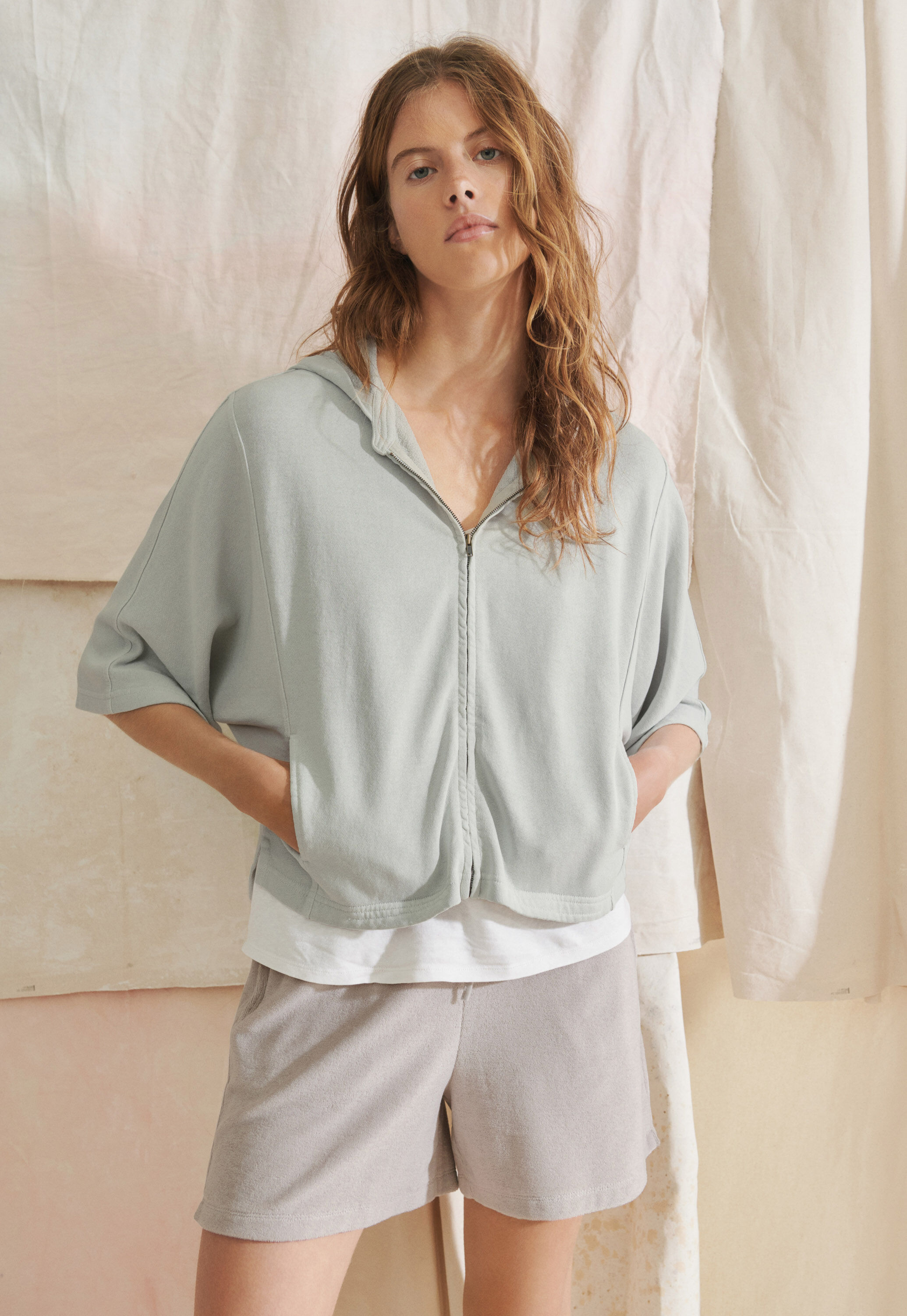 Zip-up hoodie, Ice, large