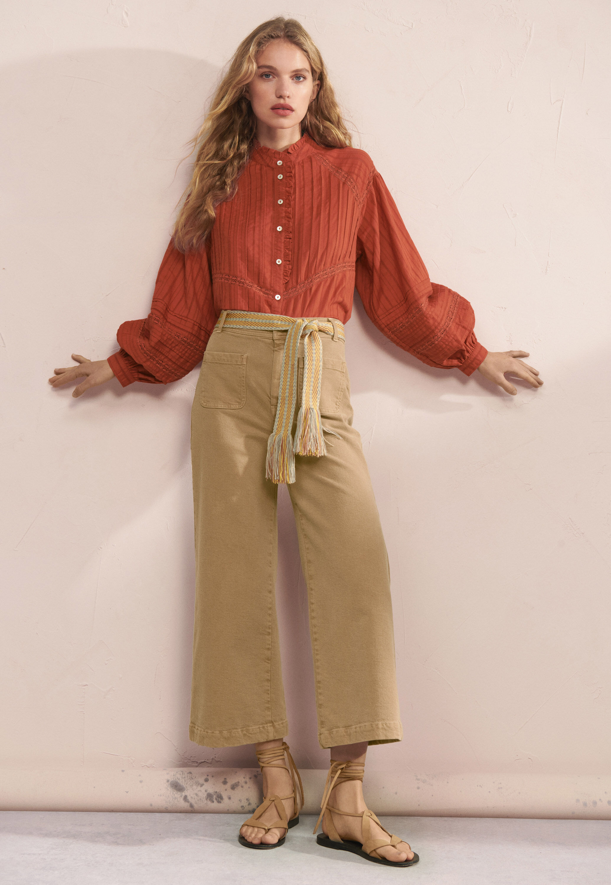 Cropped wide-leg trousers