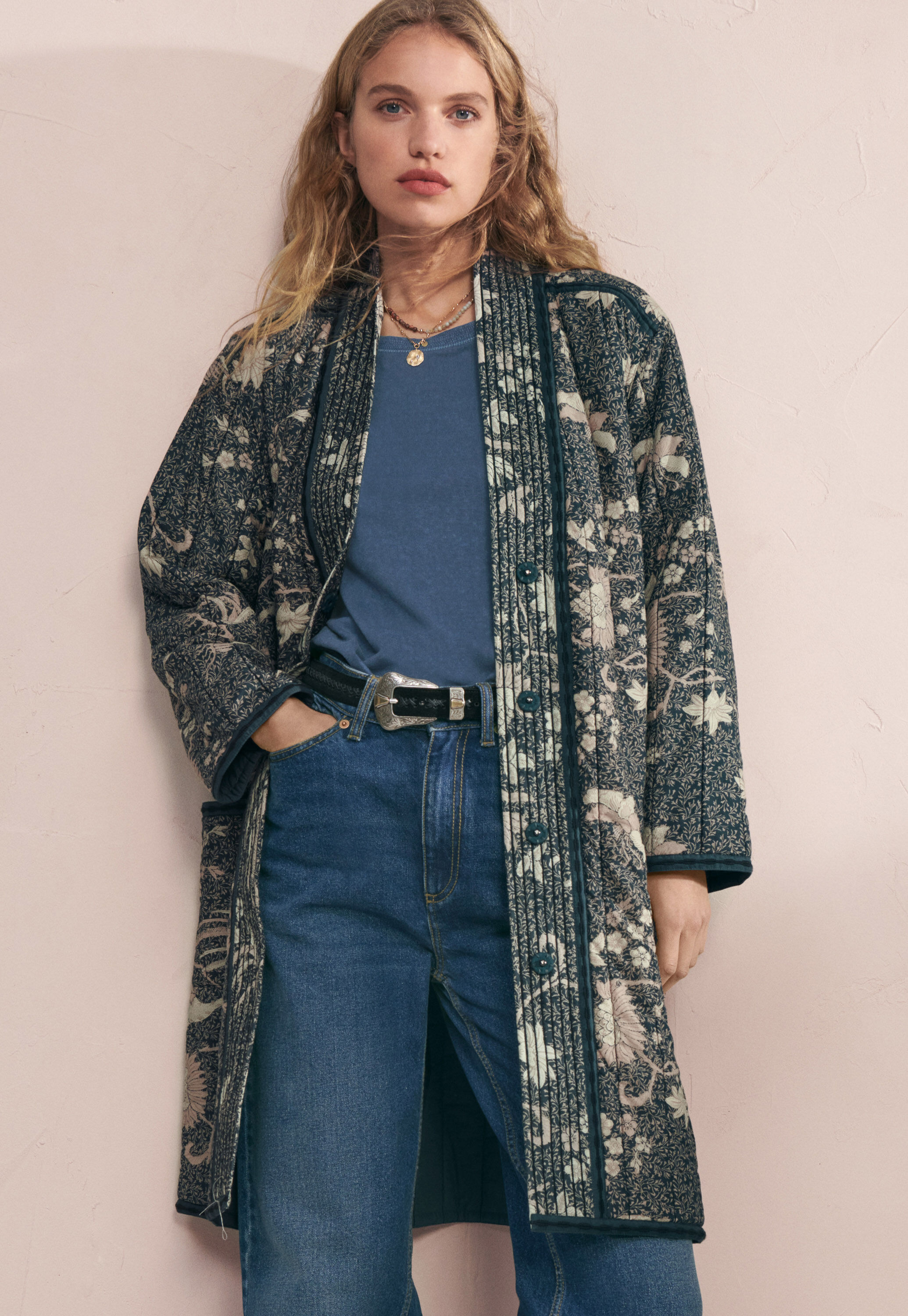 Quilted embroidered jacket