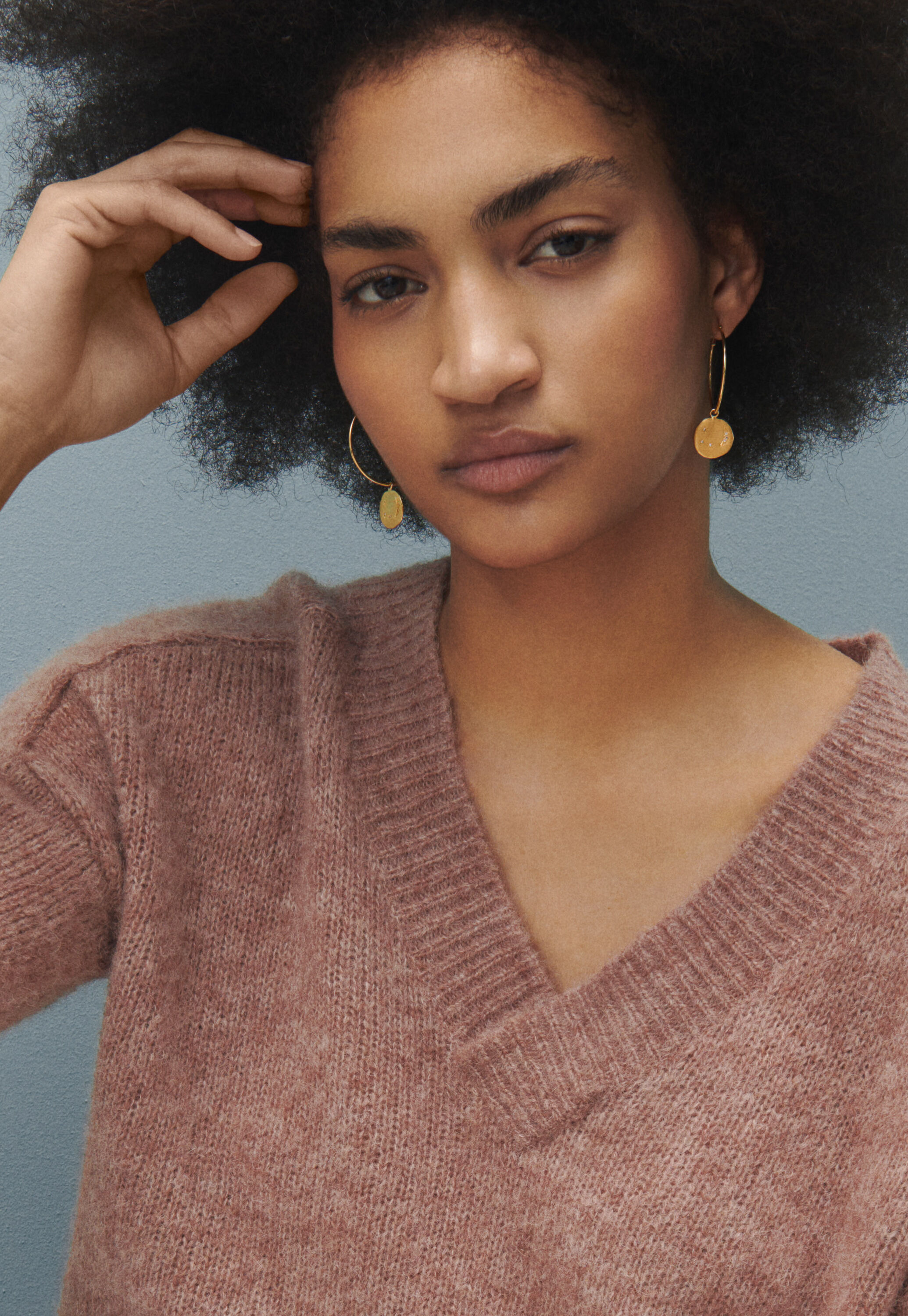 Moons-and-stars pendant hoop earrings