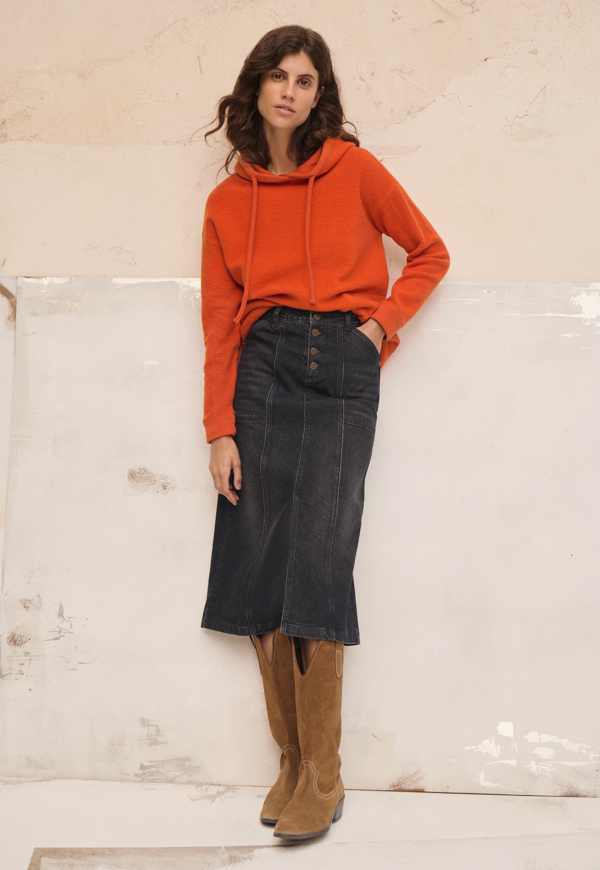 Denim pencil skirt
