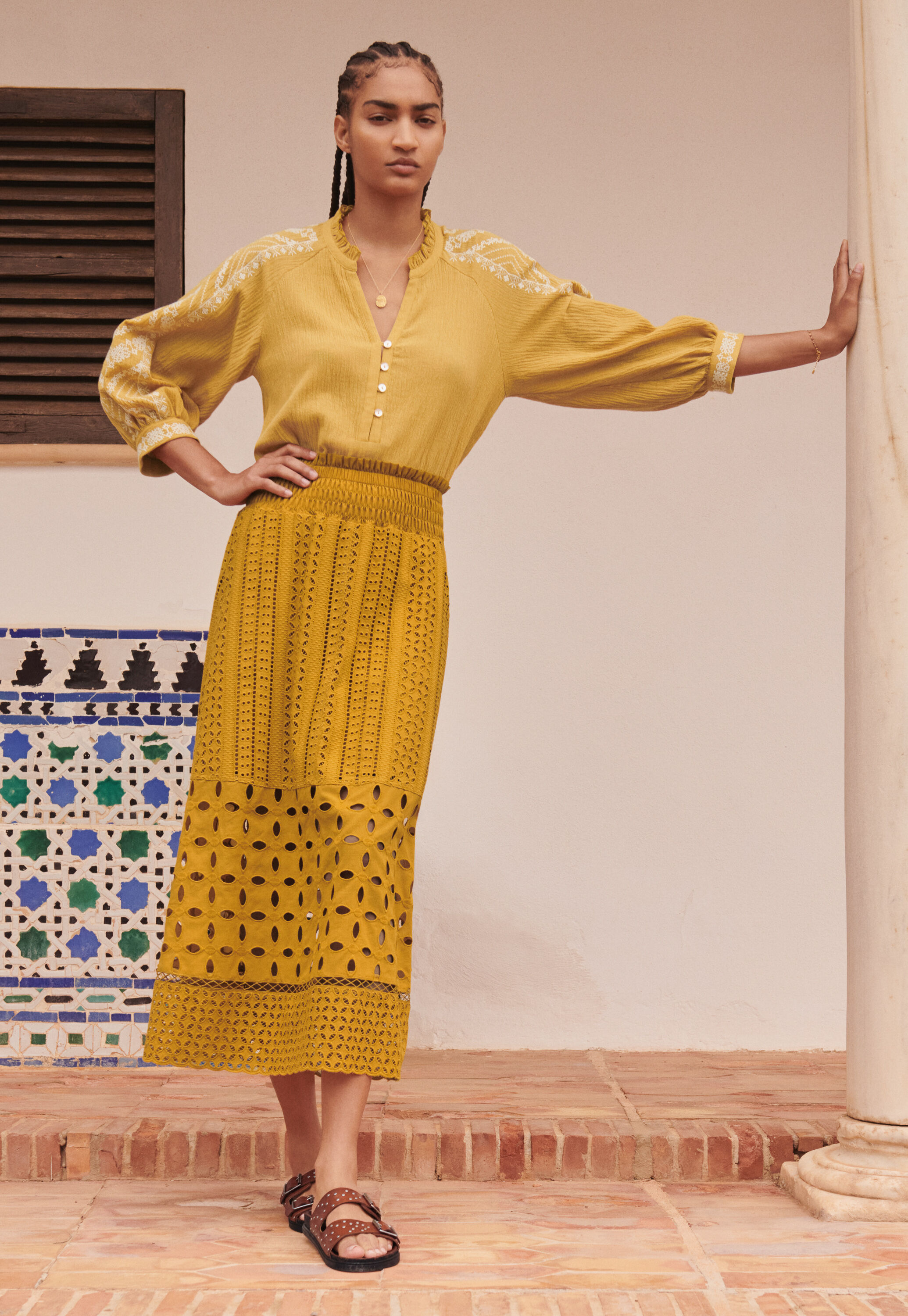 Broderie A-line skirt