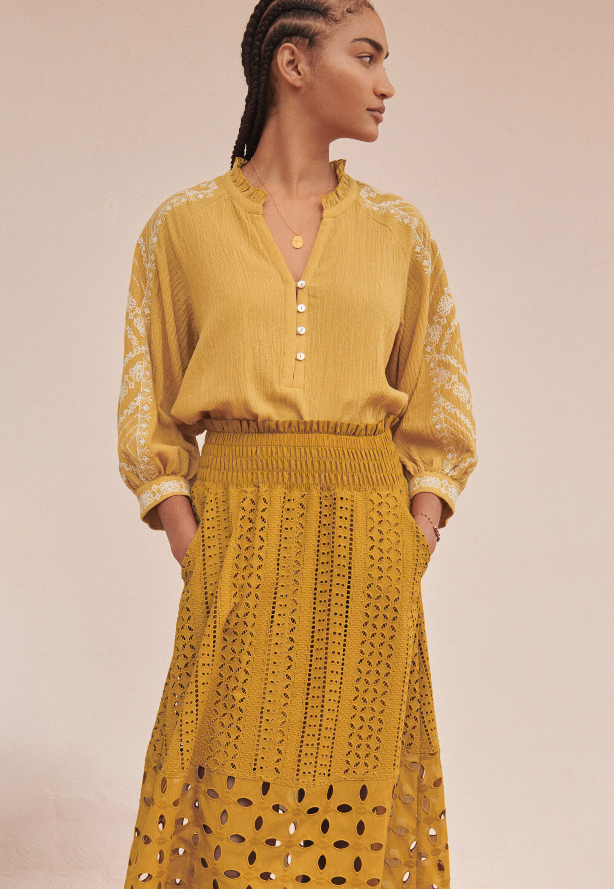 Broderie A-line skirt