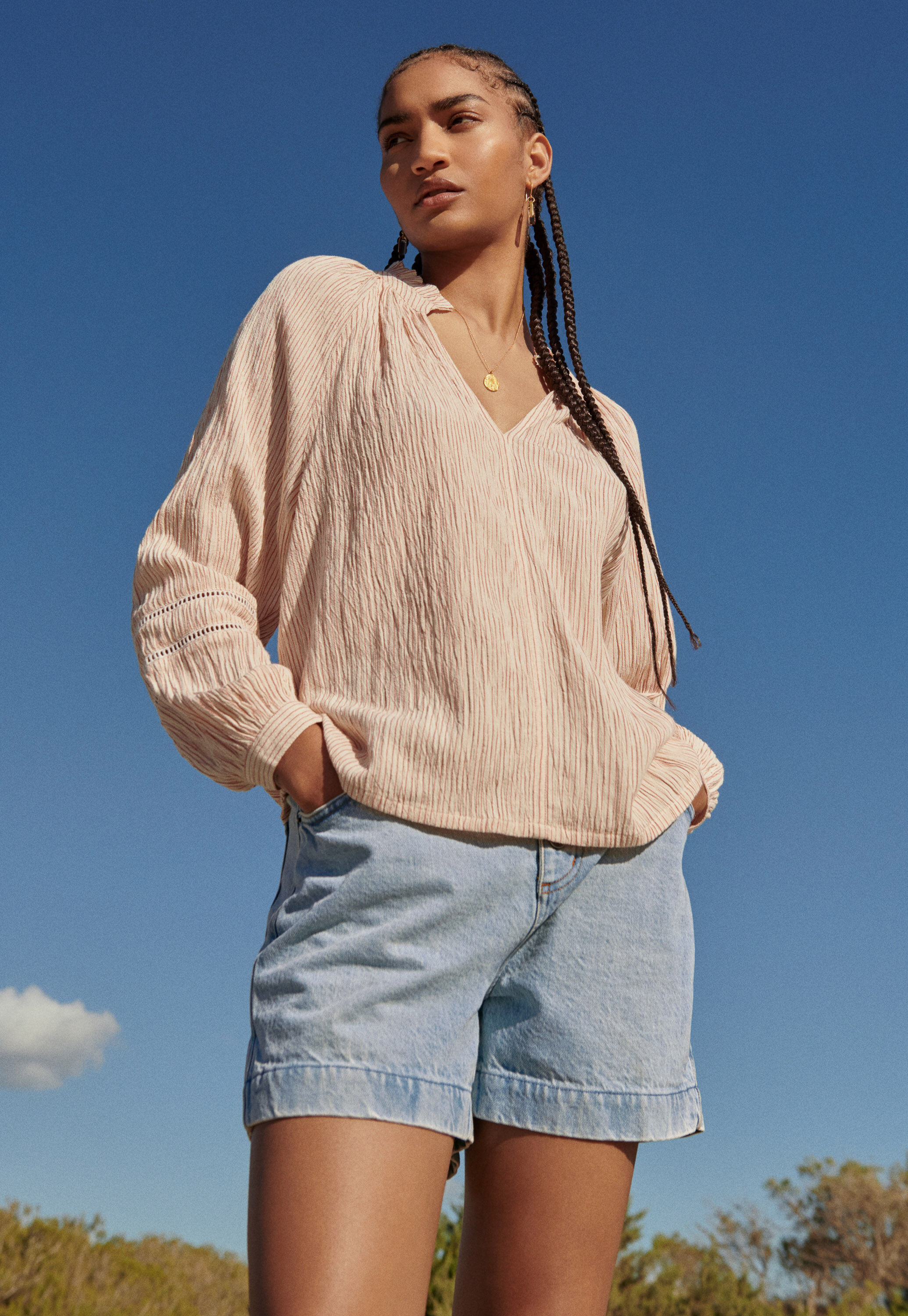 Frill-neck blouse