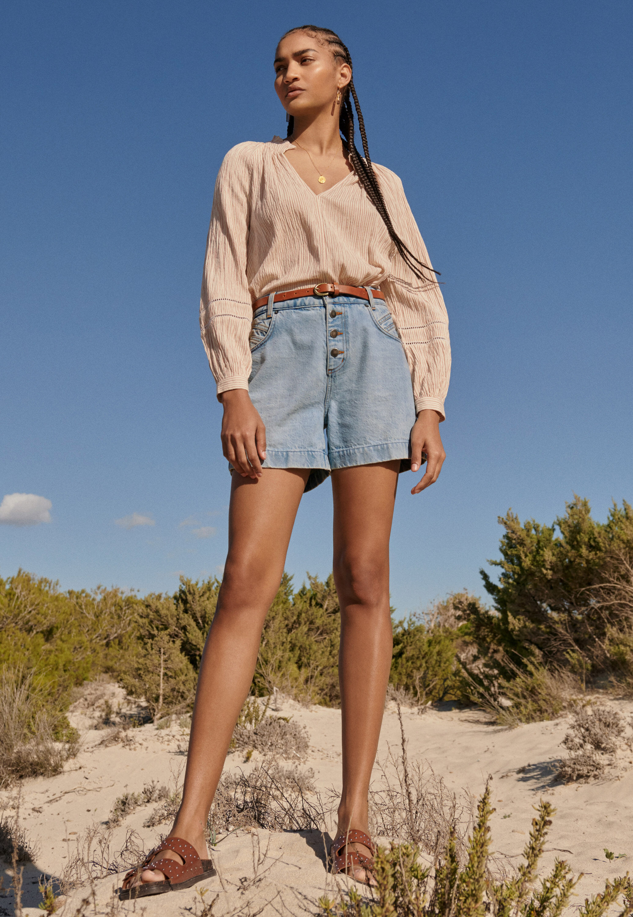 Frill-neck blouse