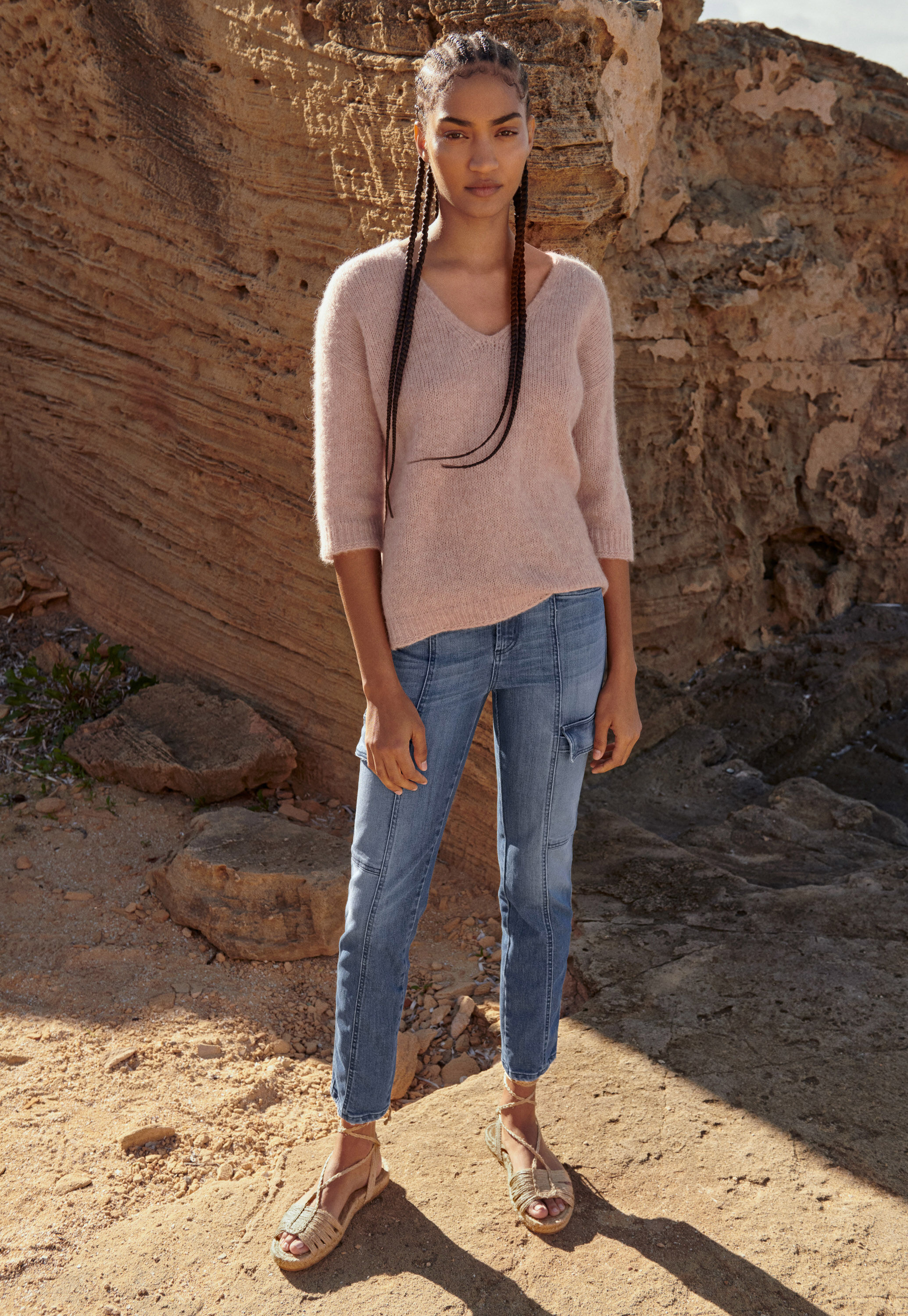 Wide-leg cord trousers