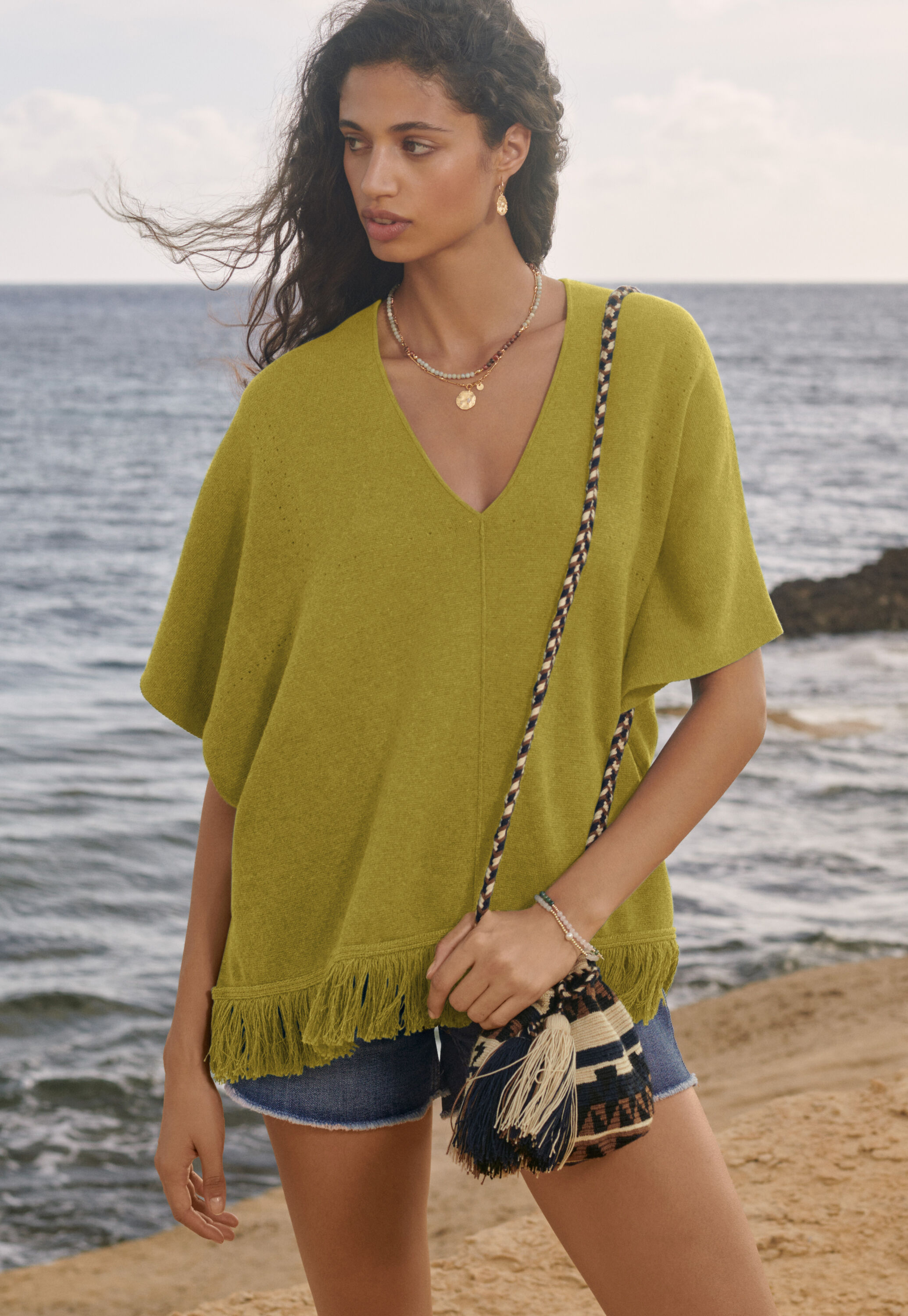 Lace-stitch sweater