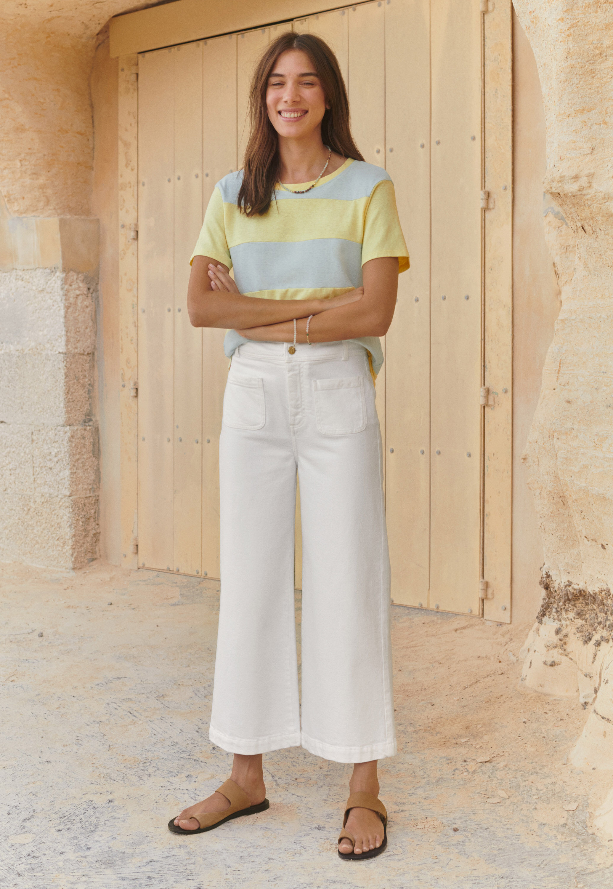 Striped T-shirt, Blue butterscotch, large