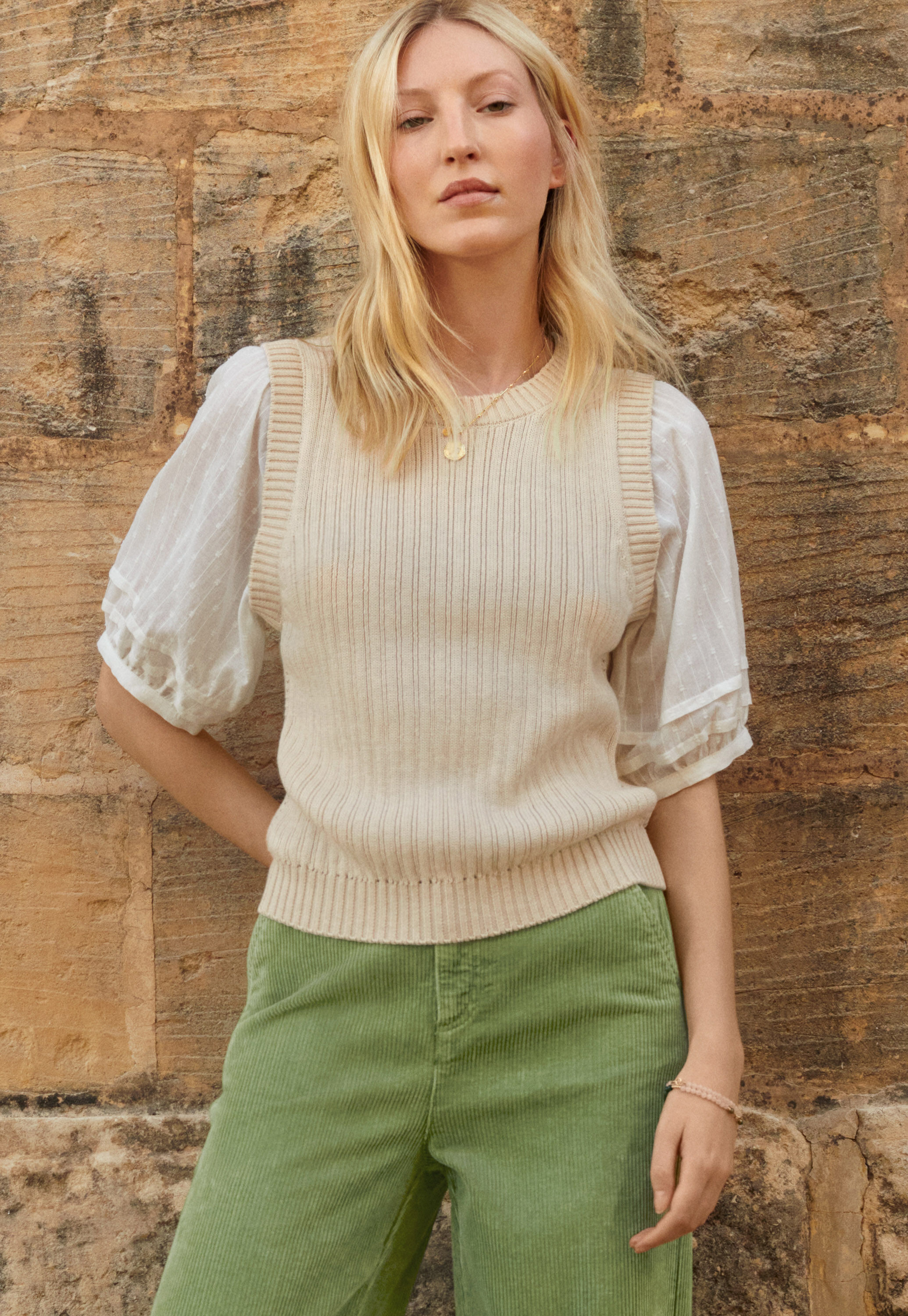 Lace-stitch sweater