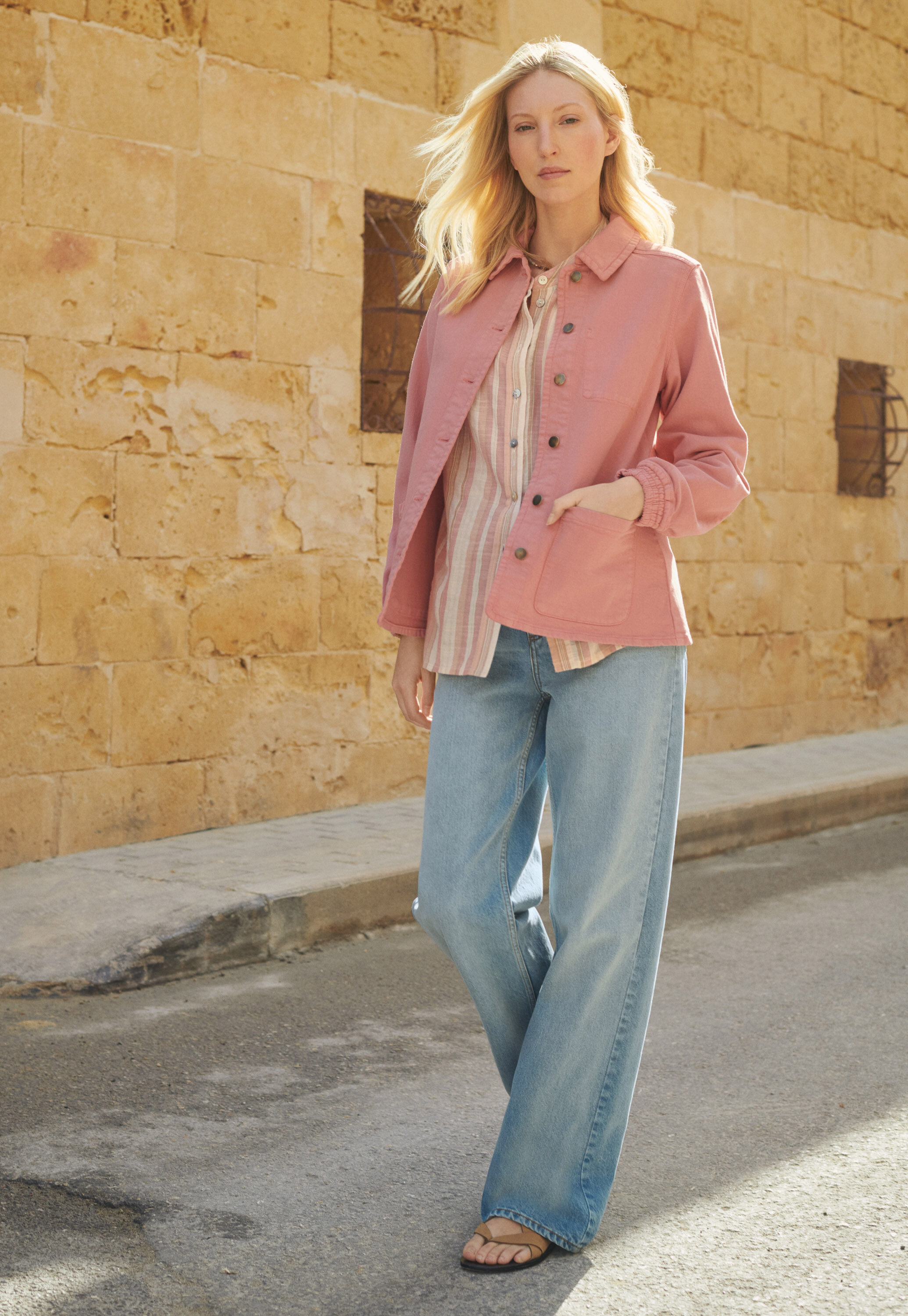 Mineral dye jacket, Peach pink, large