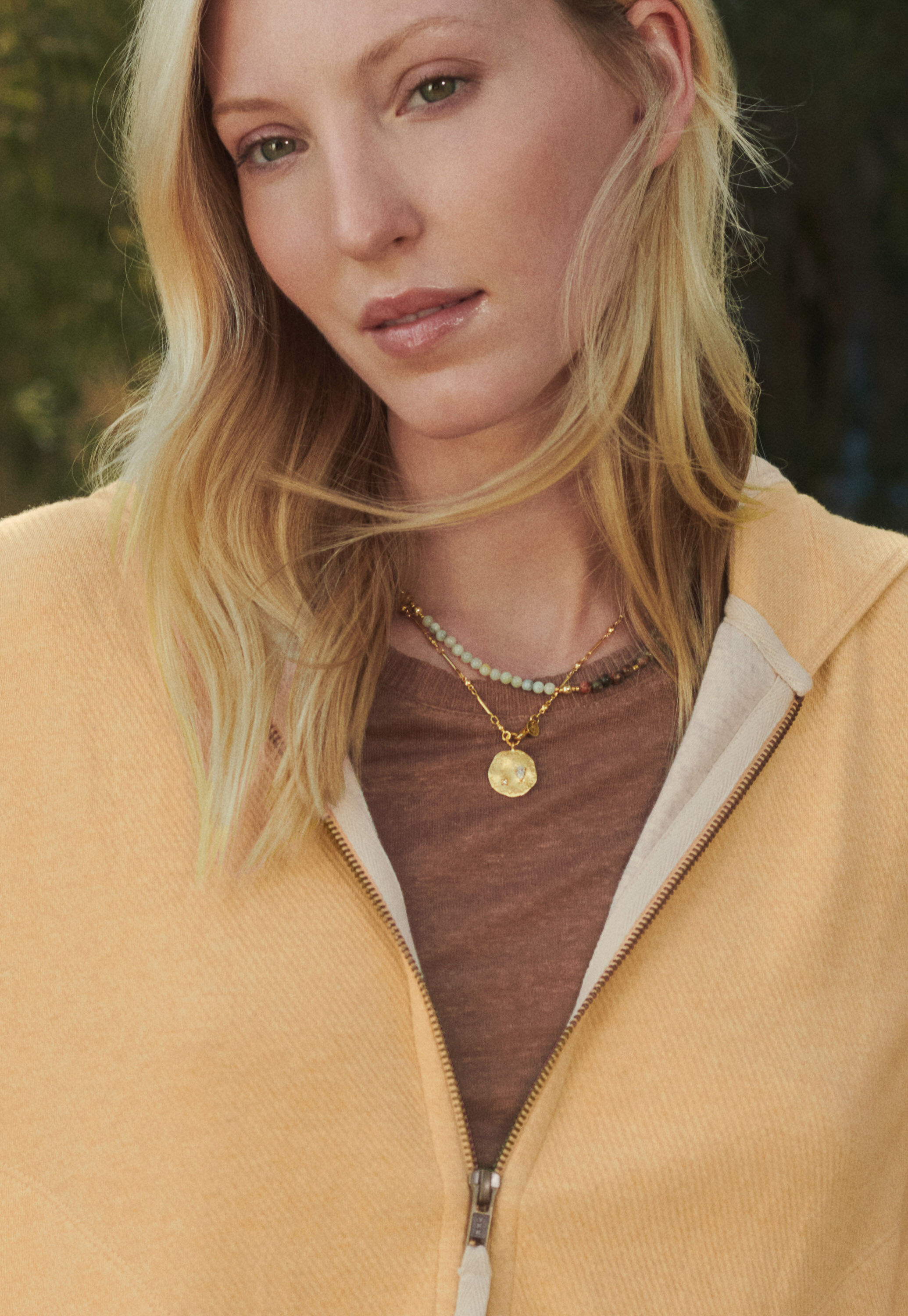 Zip-up hoodie, Orange peach, large