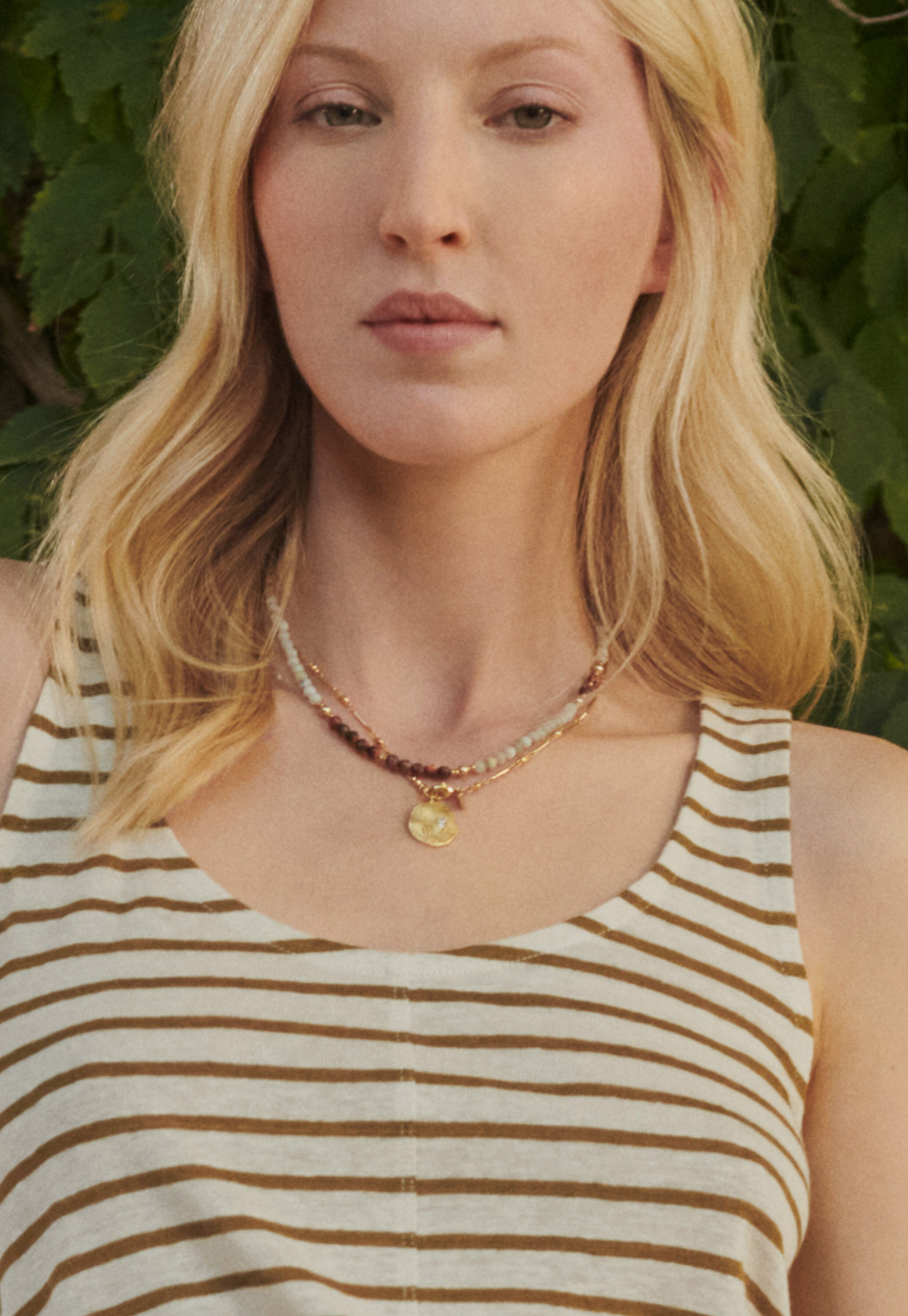 Striped vest, Golden olive, large