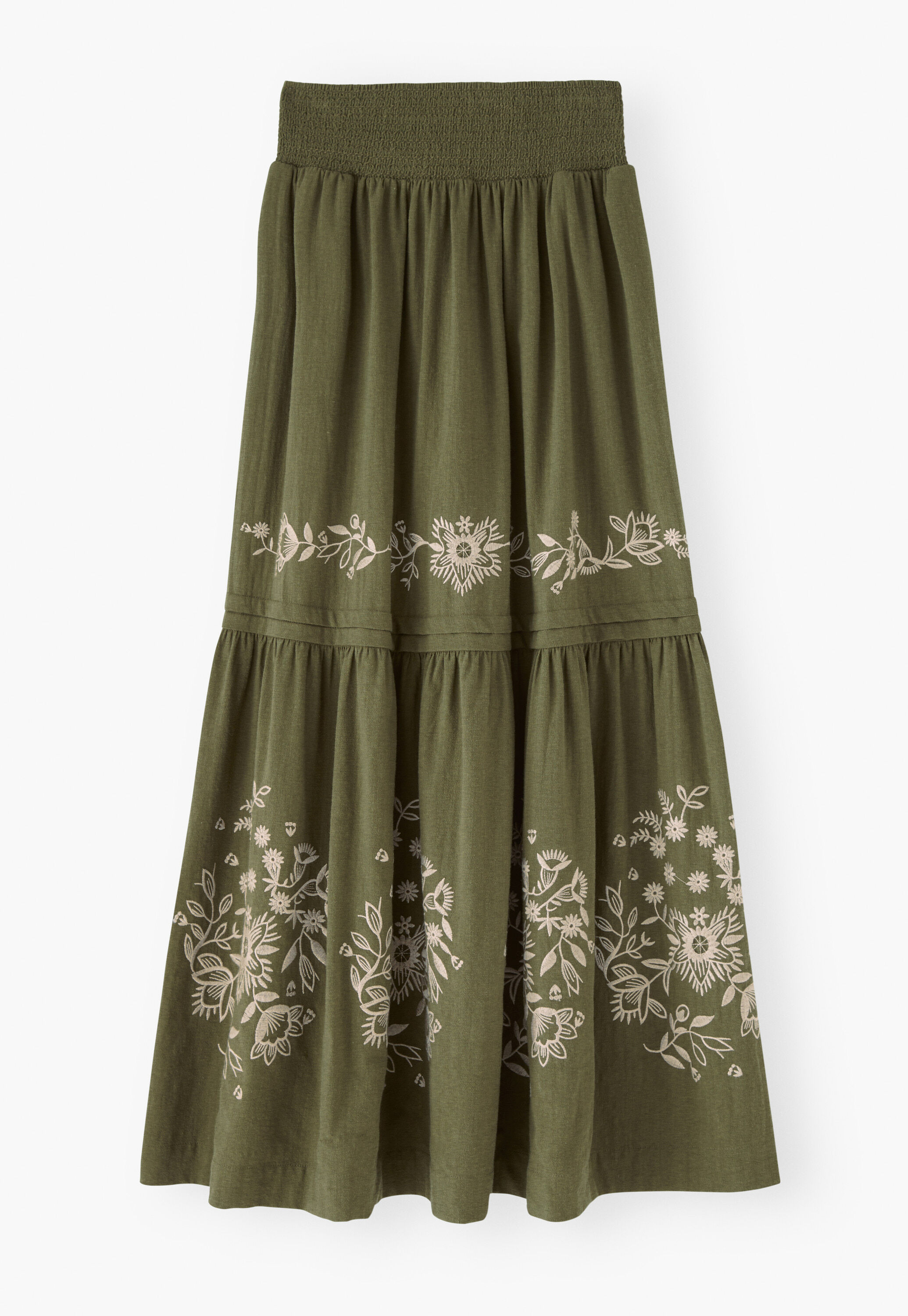 Embroidered skirt, Olive, large