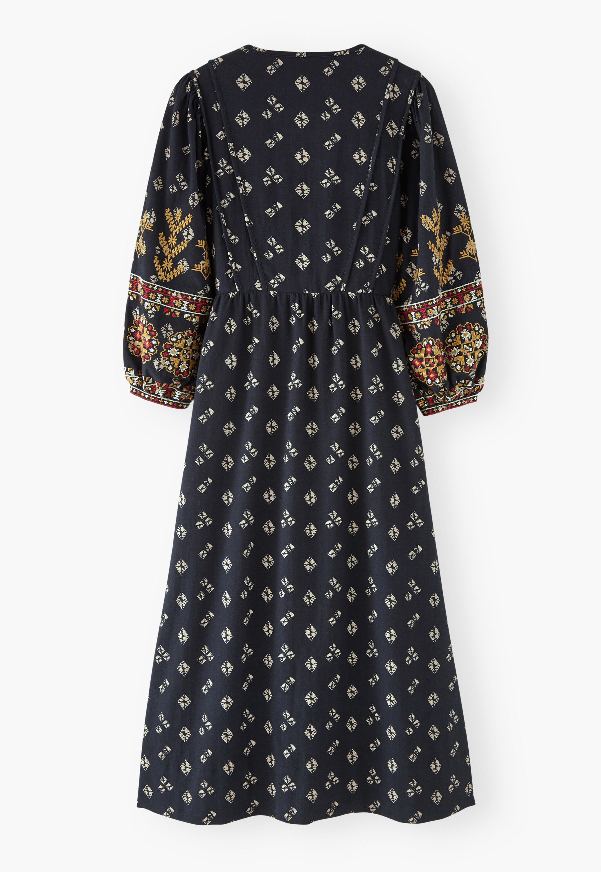Embroidered printed dress, Midnight, large