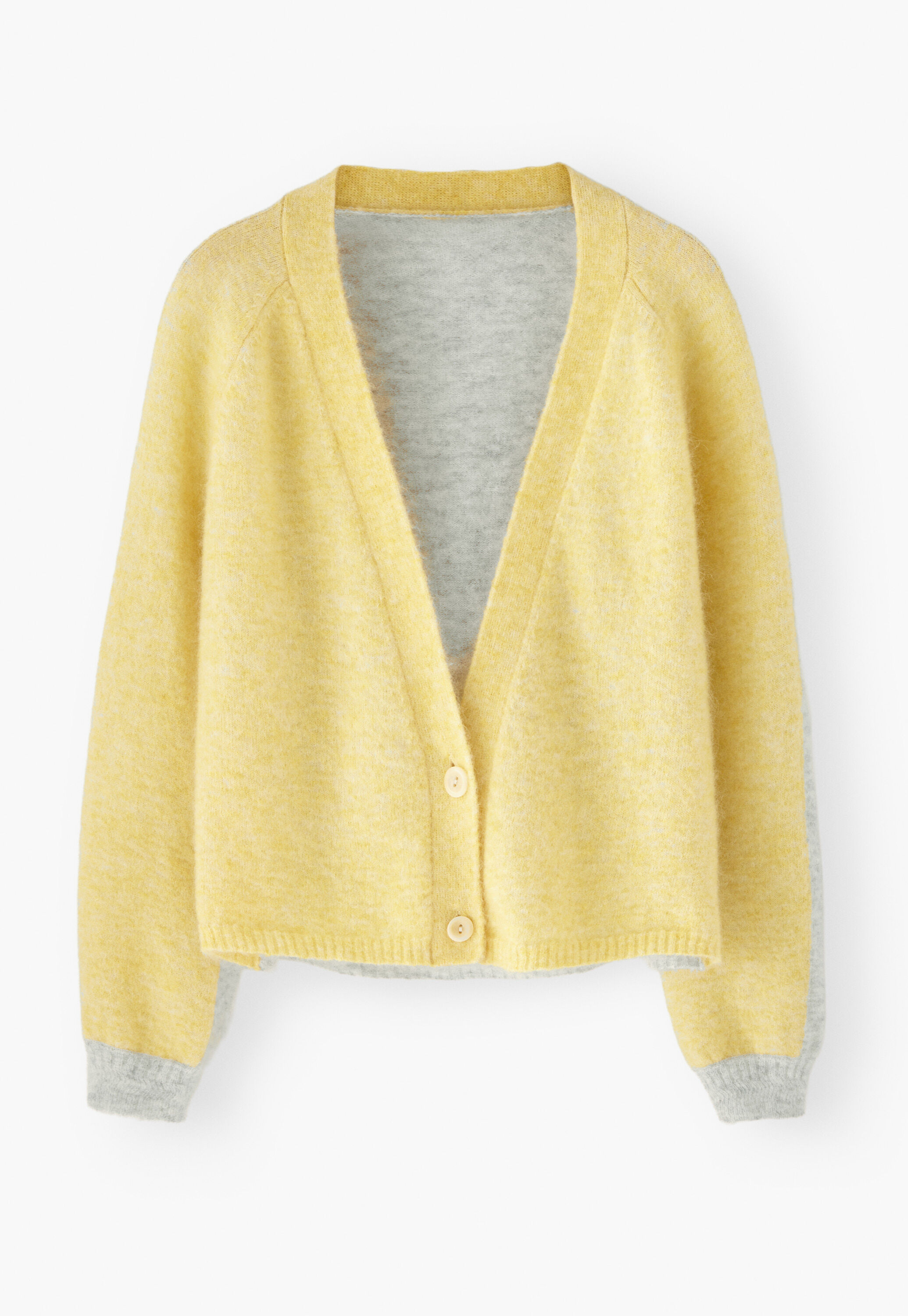 V-neck cardigan, Lemon grey, large