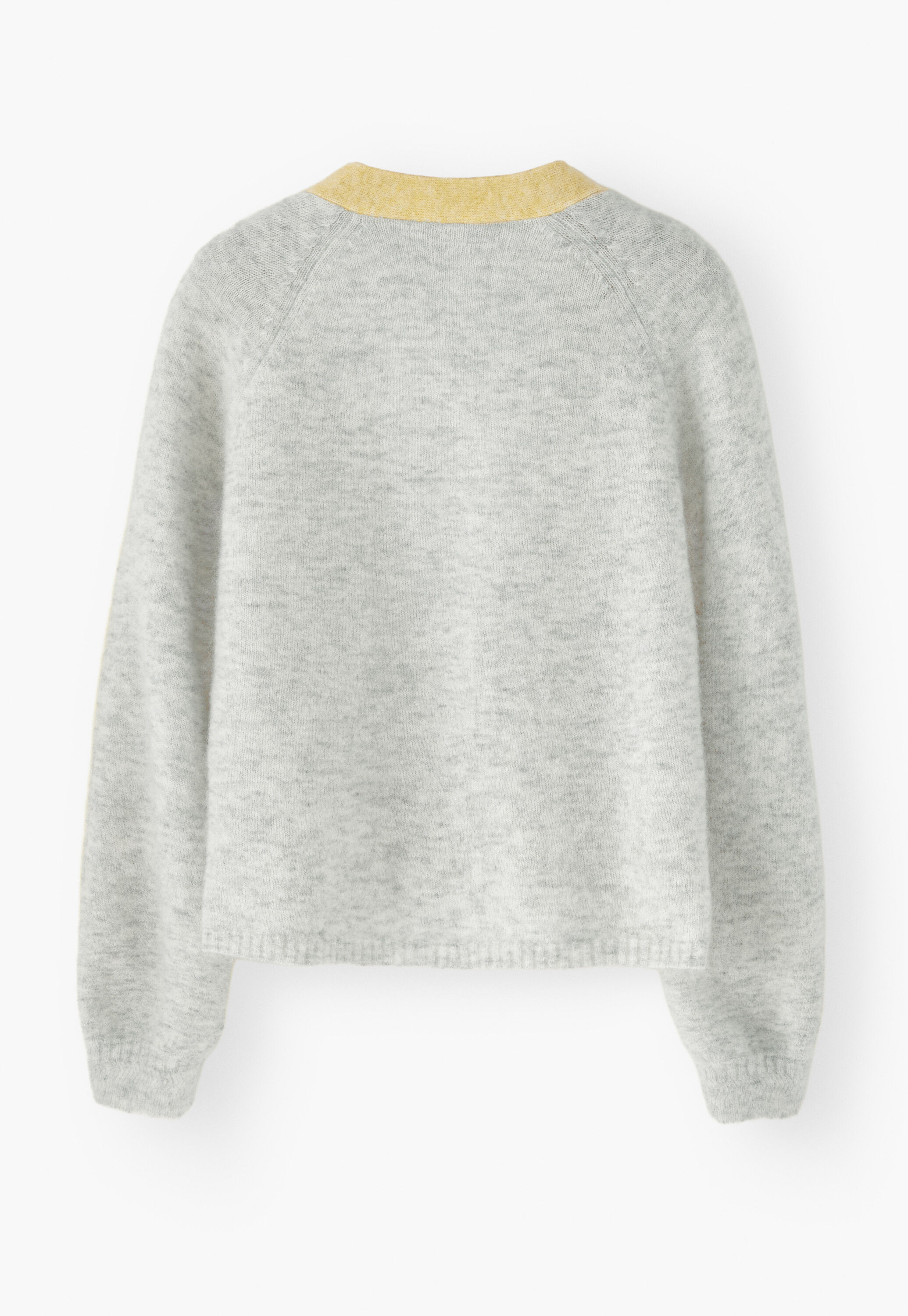 V-neck cardigan, Lemon grey, large