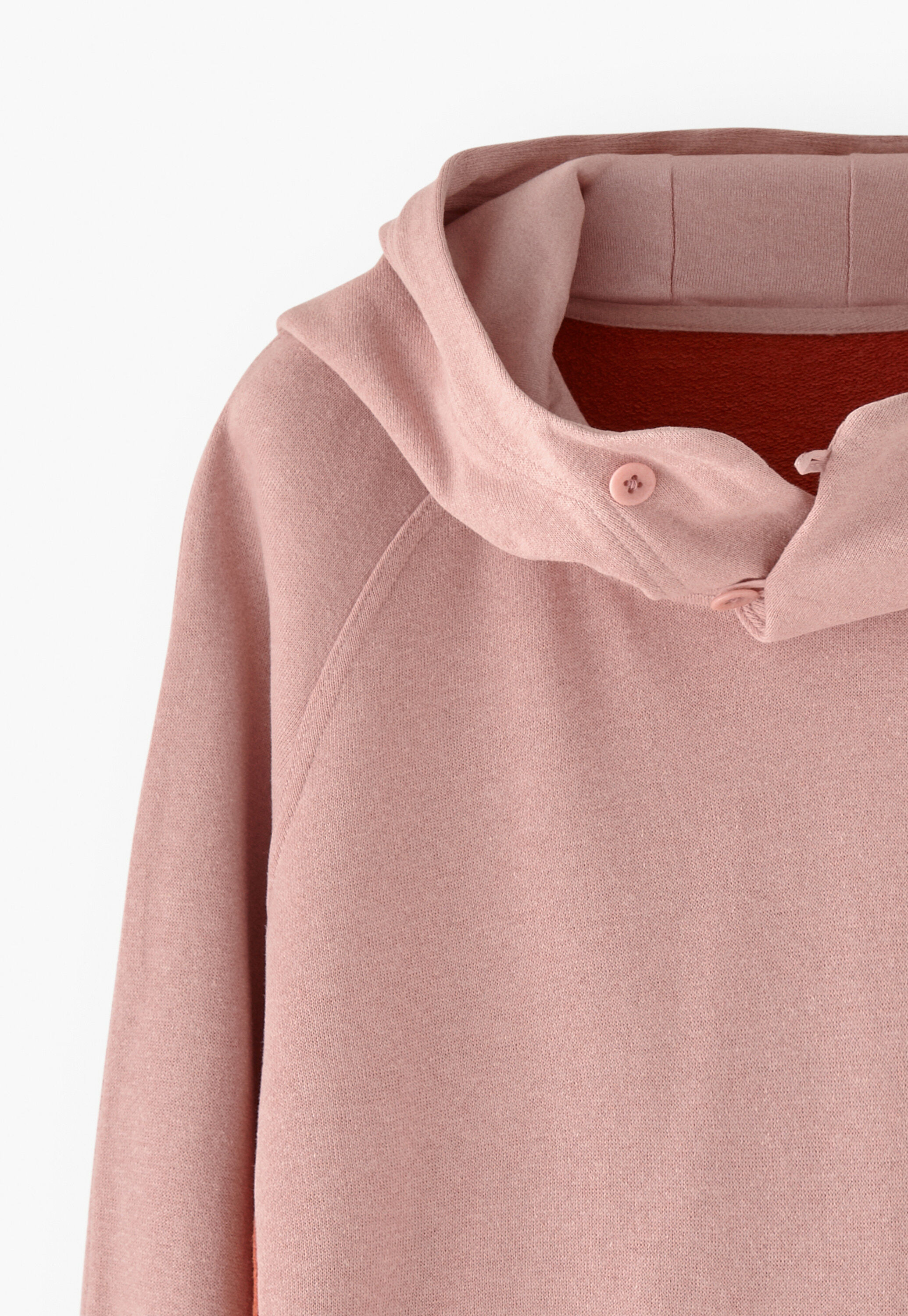 Panelled hoodie, Rose papaya, large