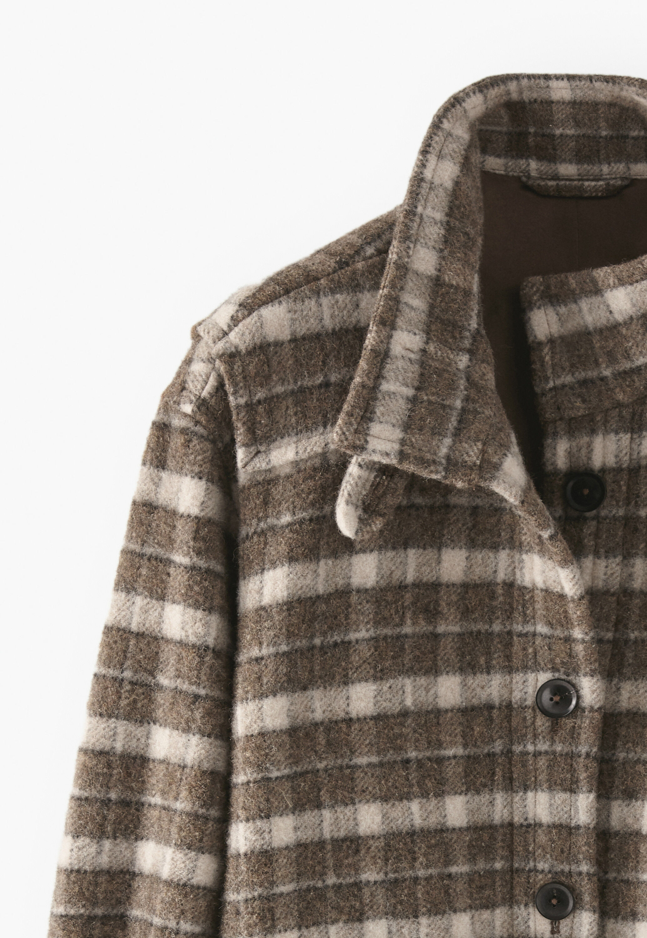 Checked coat, Olive brown, large