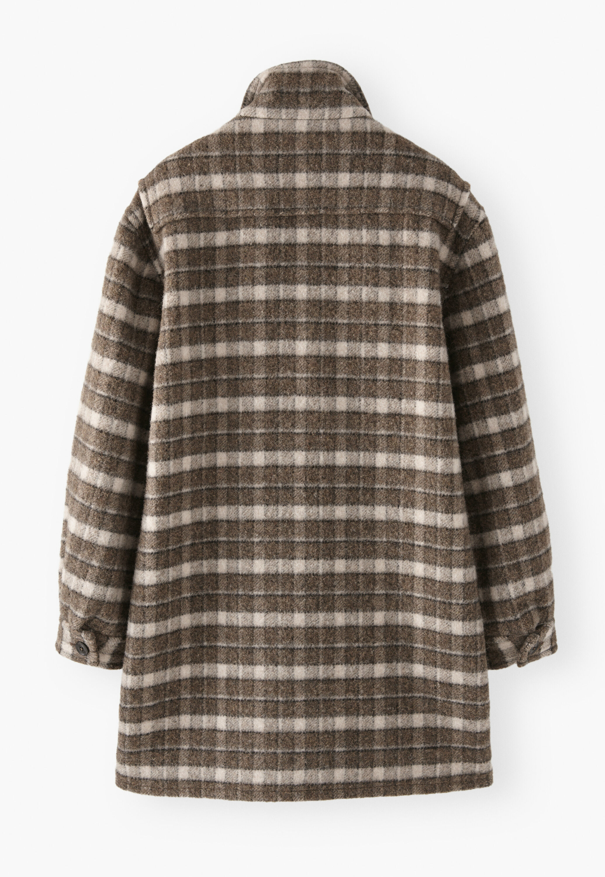 Checked coat, Olive brown, large