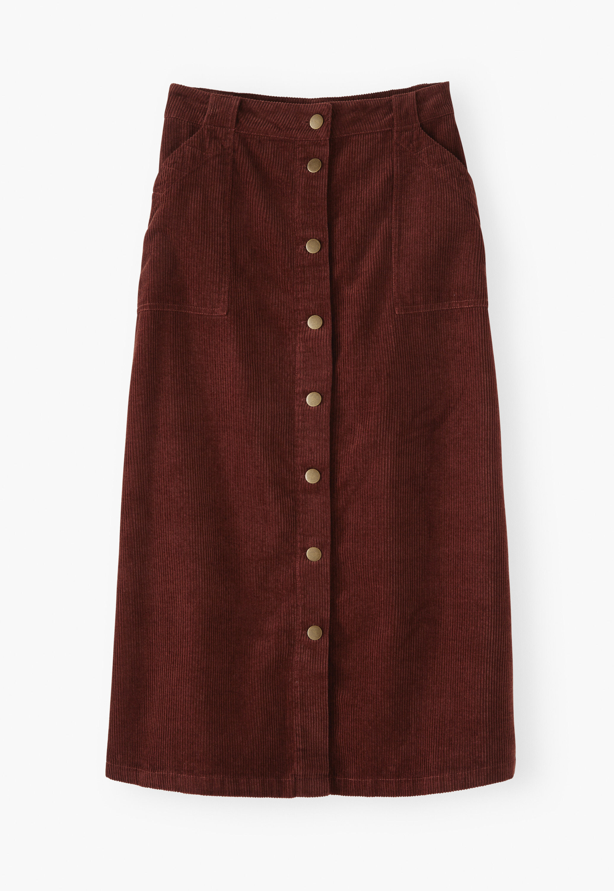 Button-front skirt, Mahogany, large