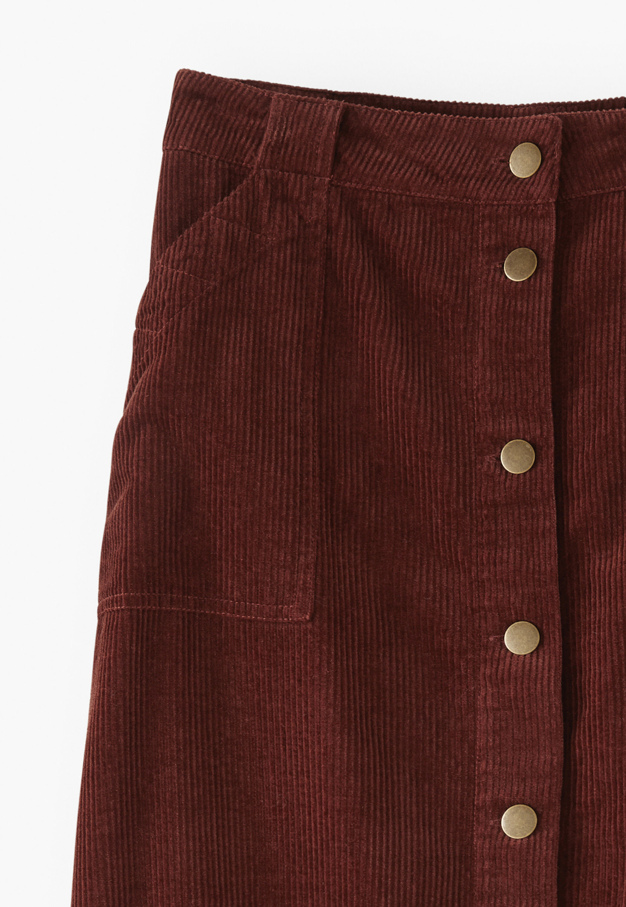 Button-front skirt, Mahogany, large