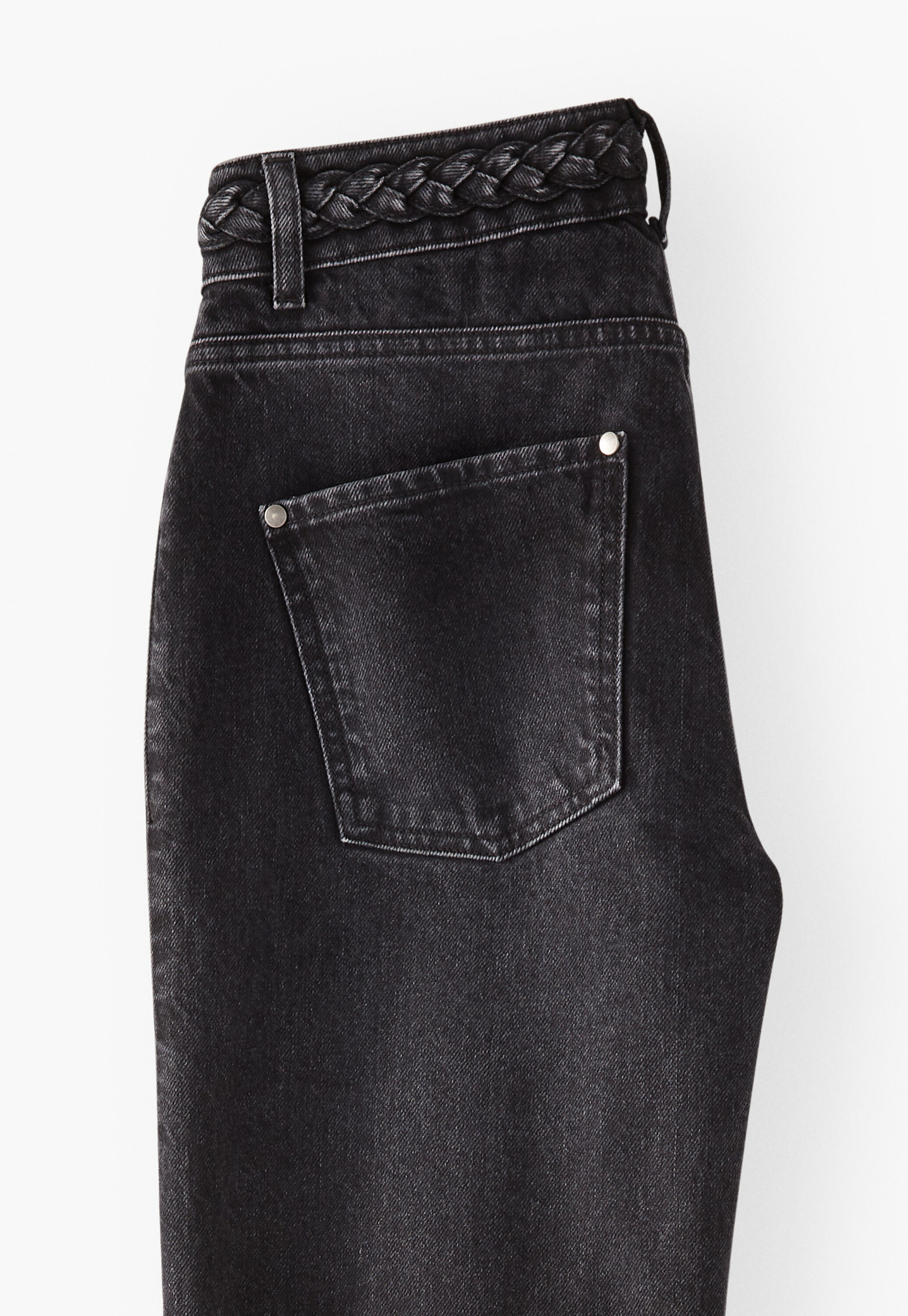 Mixed wash flare jeans, Washed black, large