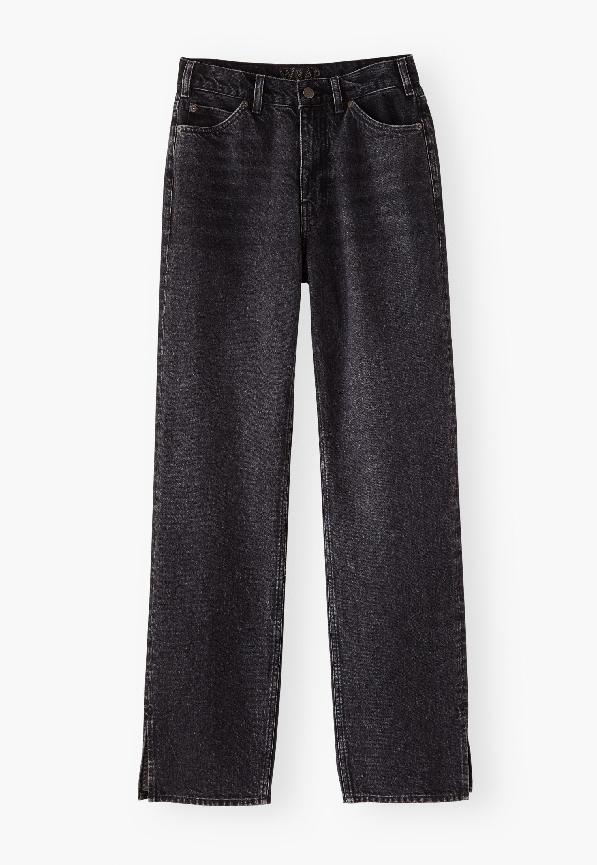 Split-hem jeans, Washed black, large
