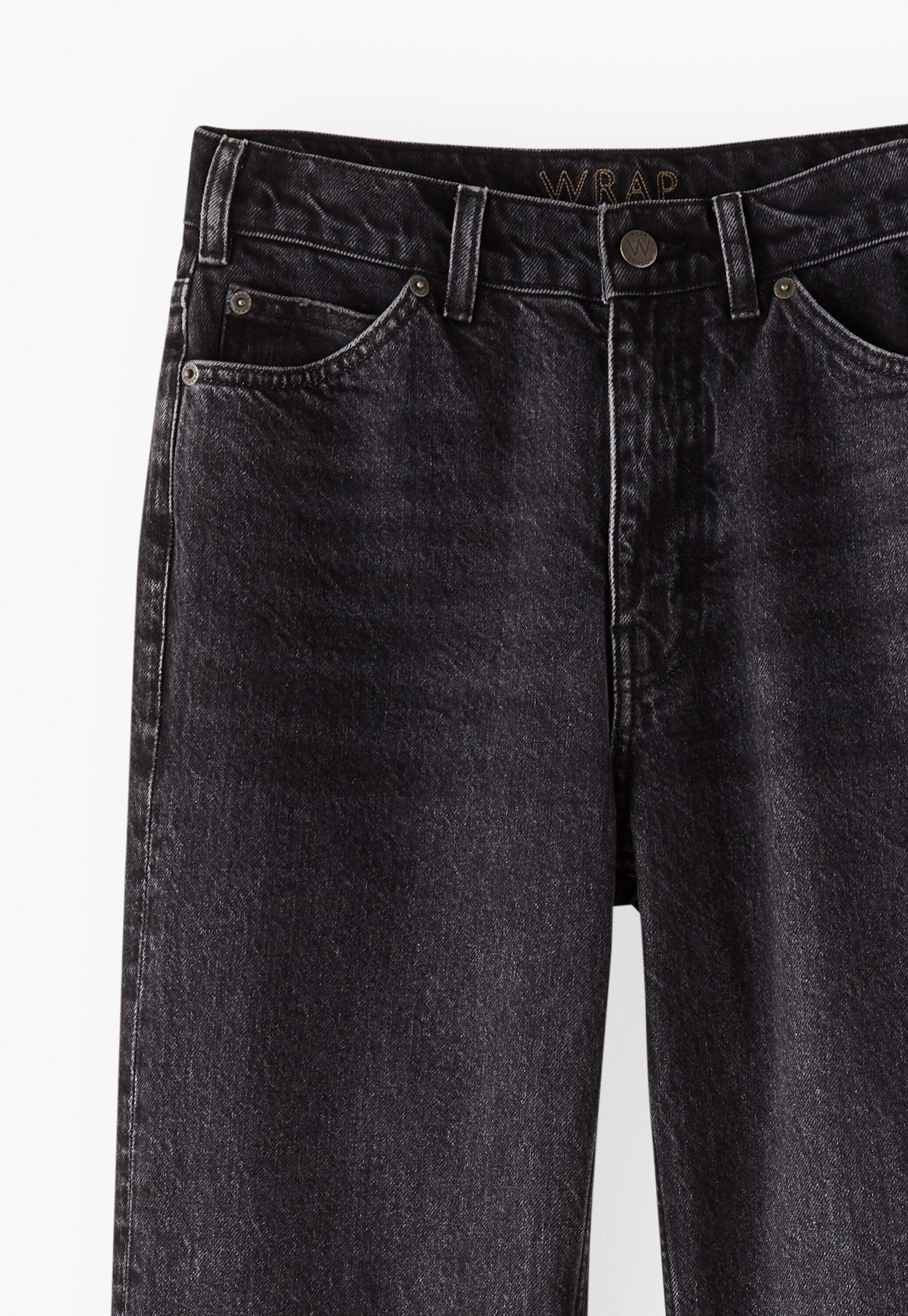 Split-hem jeans, Washed black, large