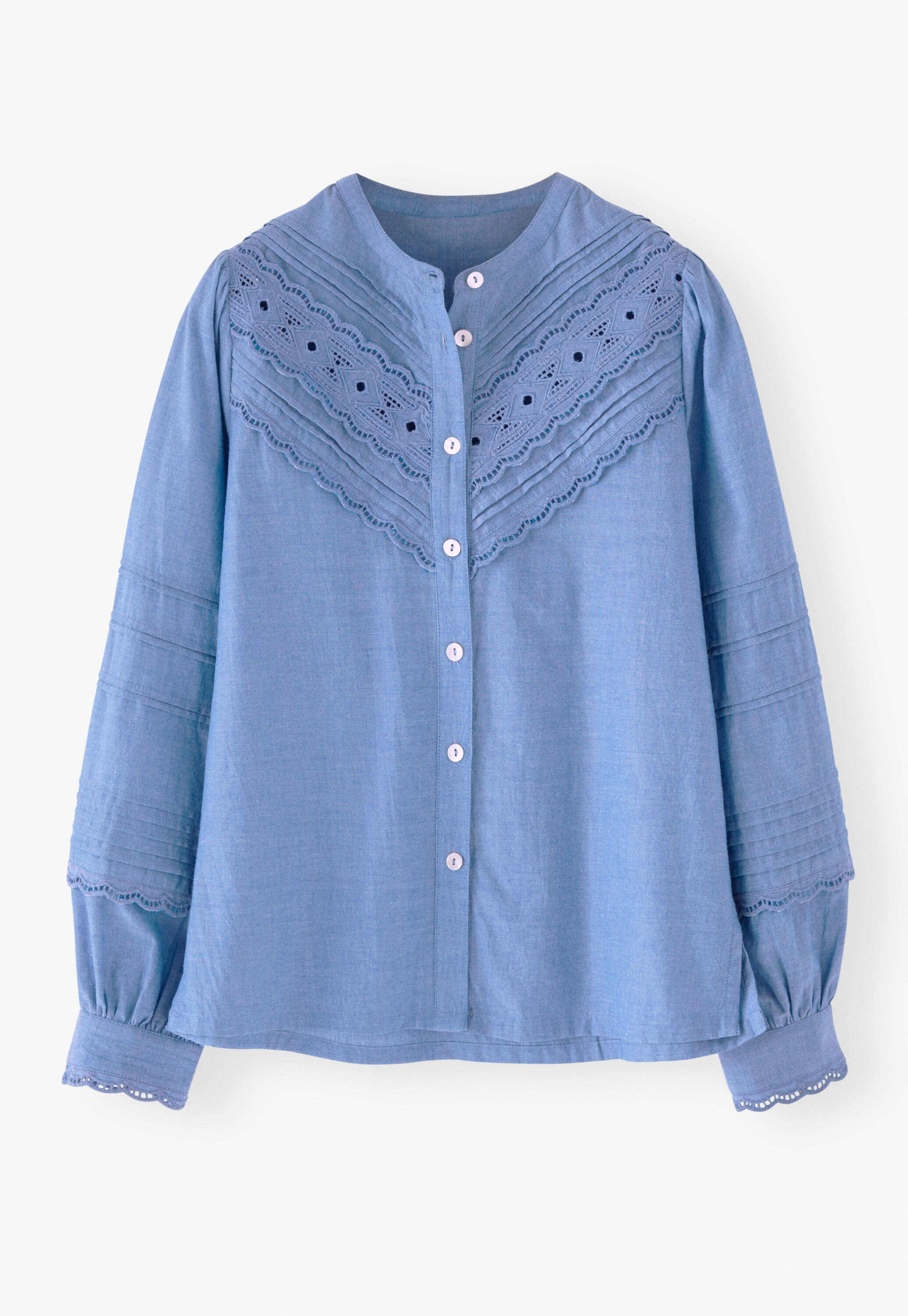 Chambray pintuck blouse