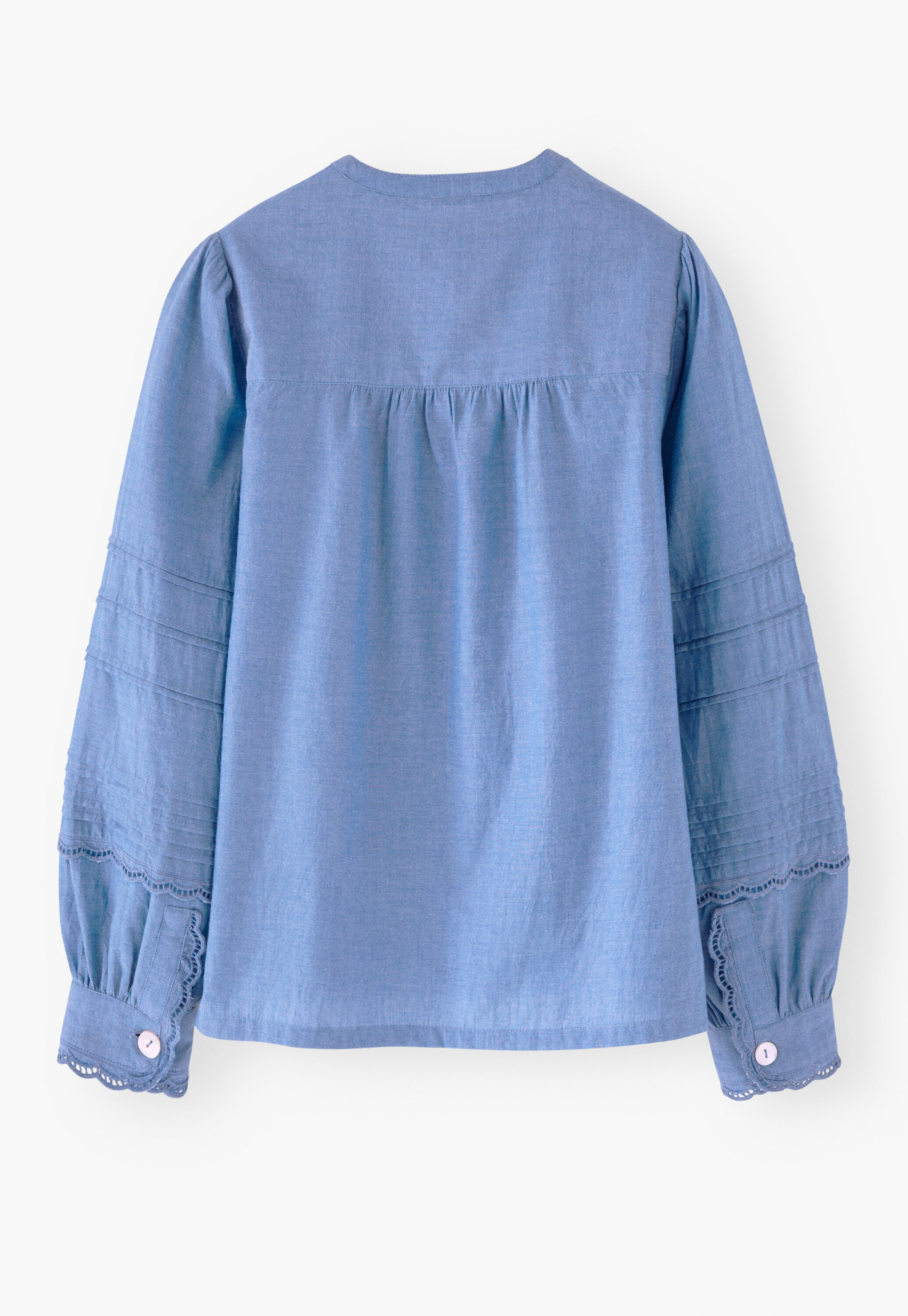 Chambray pintuck blouse
