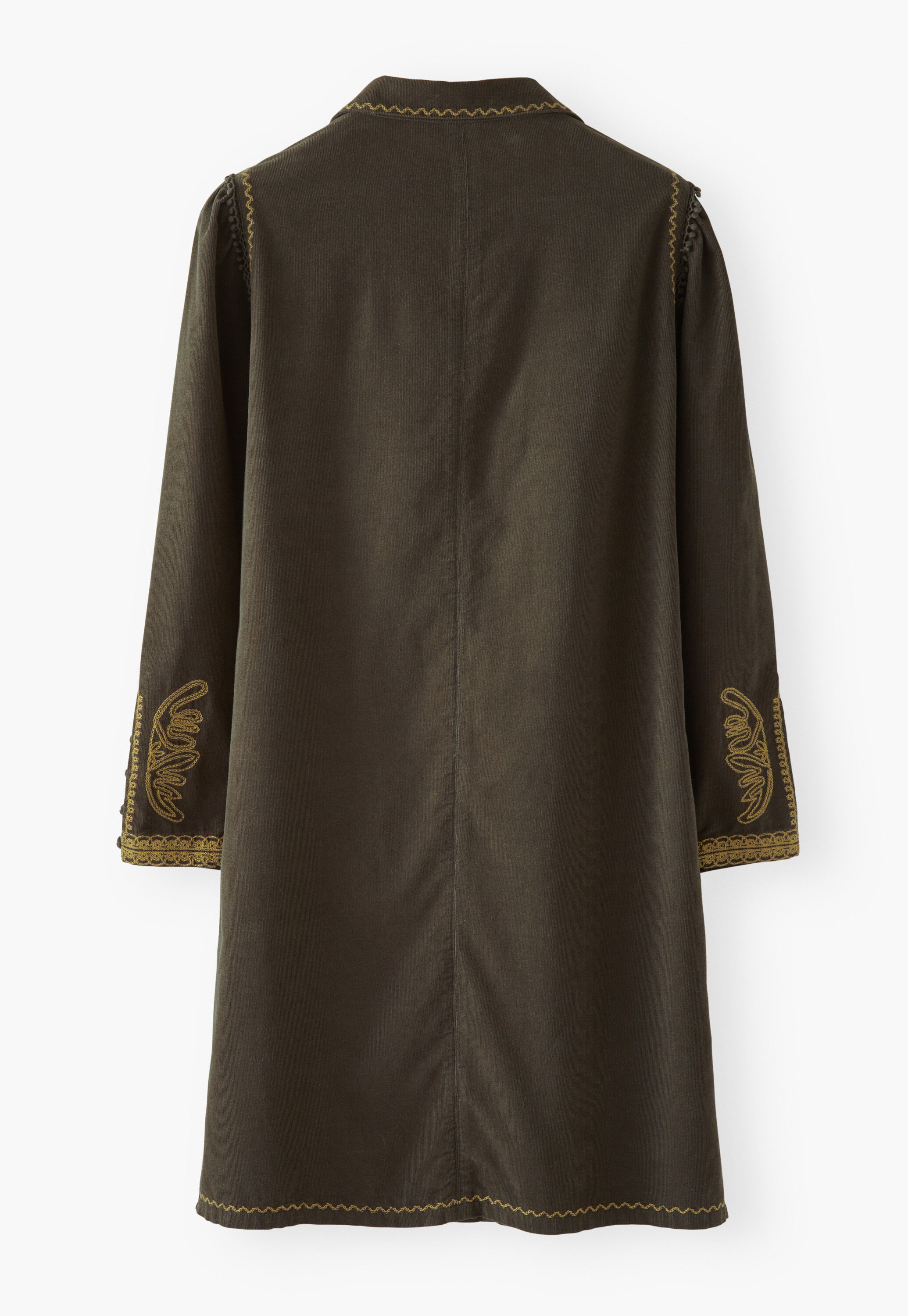 Embroidered cord shift dress