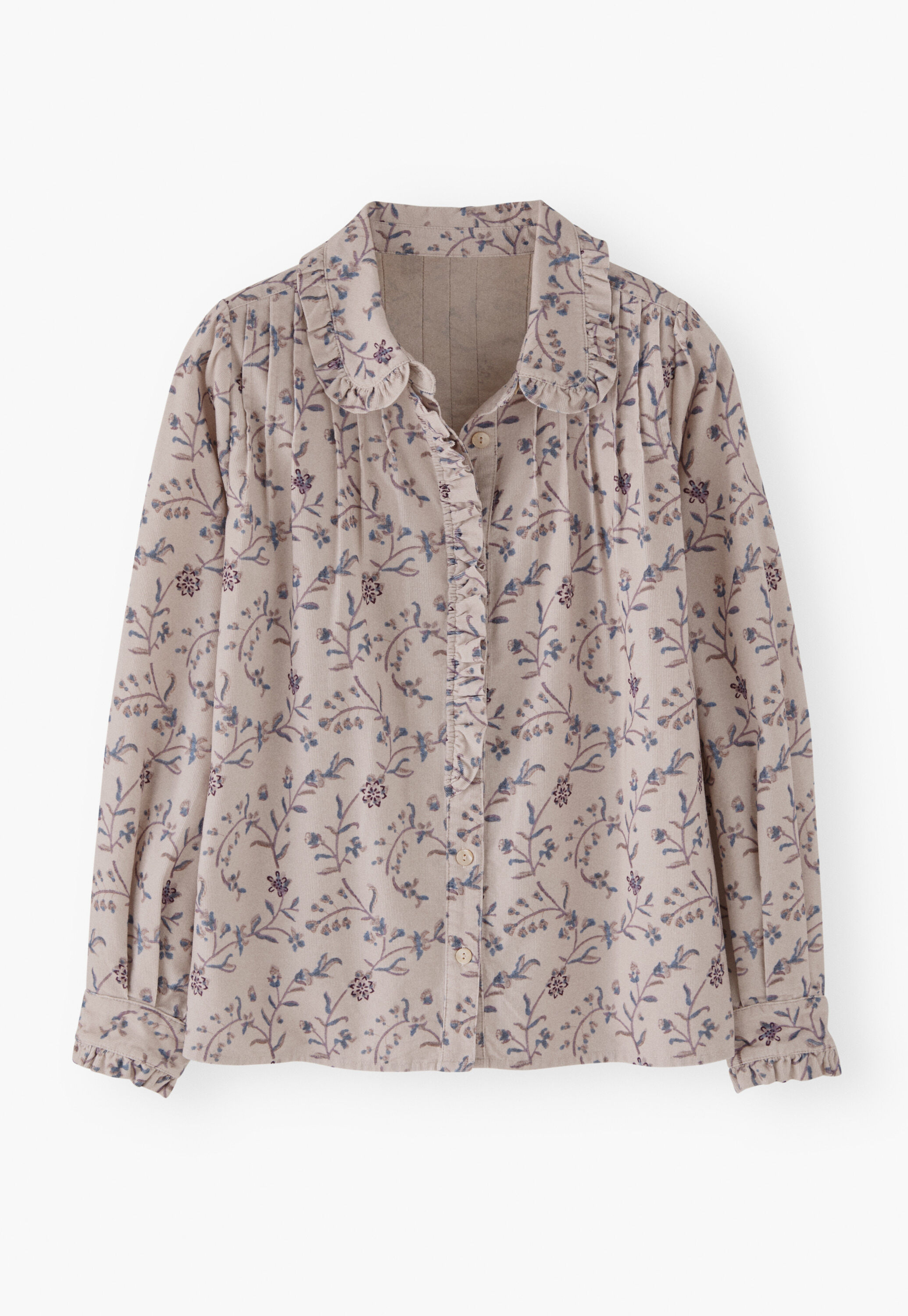 Printed pleated cord blouse