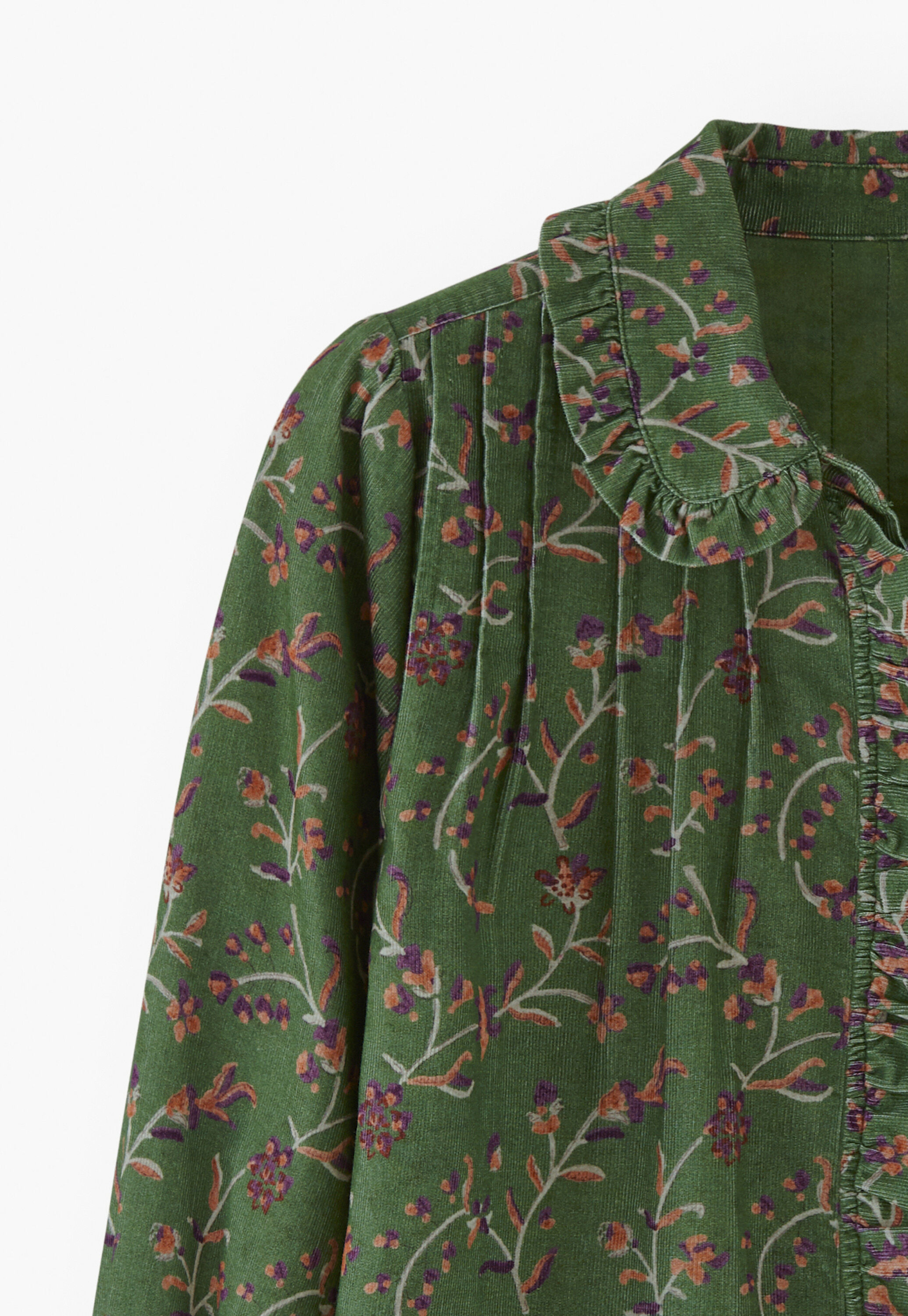 Printed pleated cord blouse