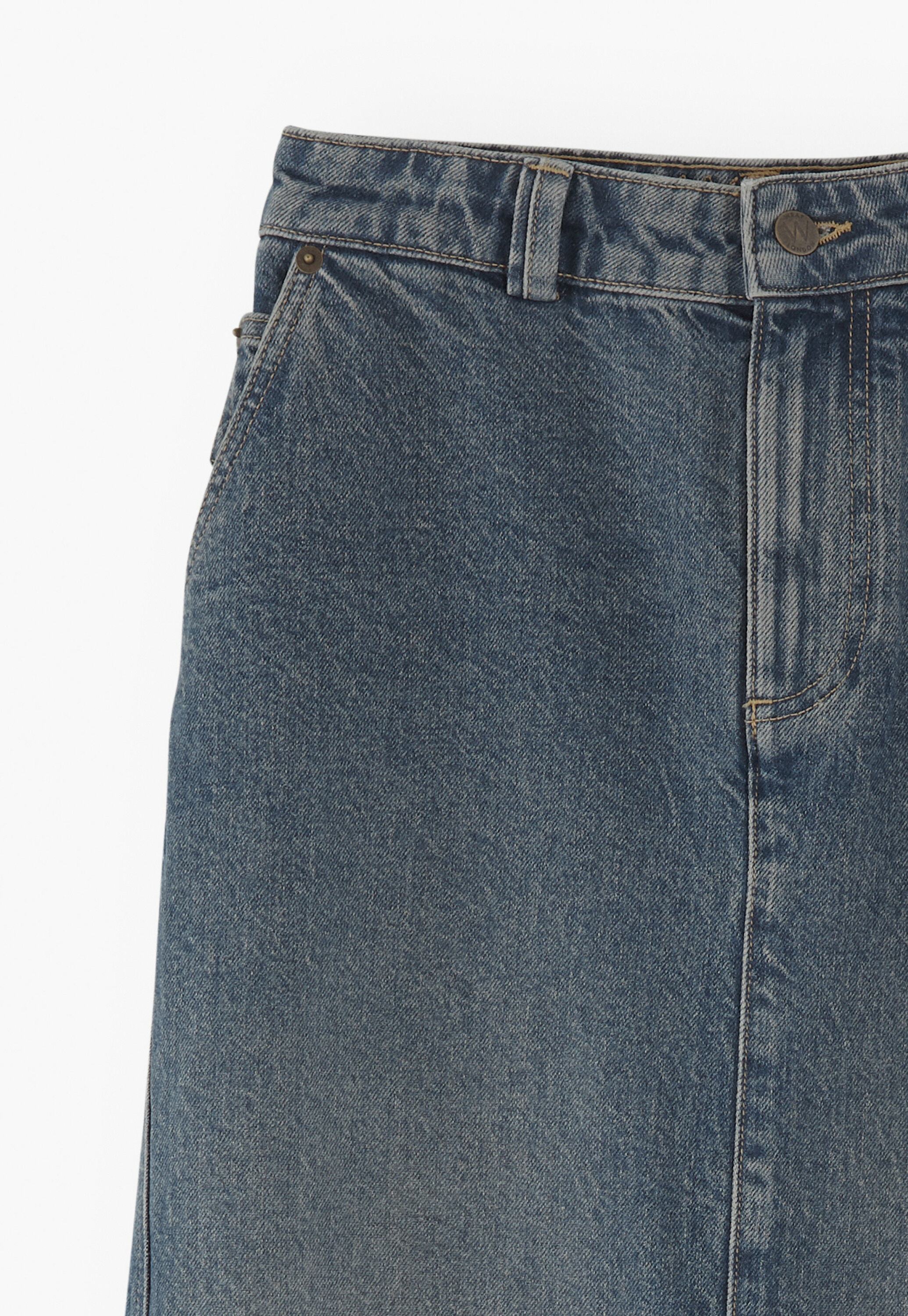 Darted denim skirt, Marine blue, large