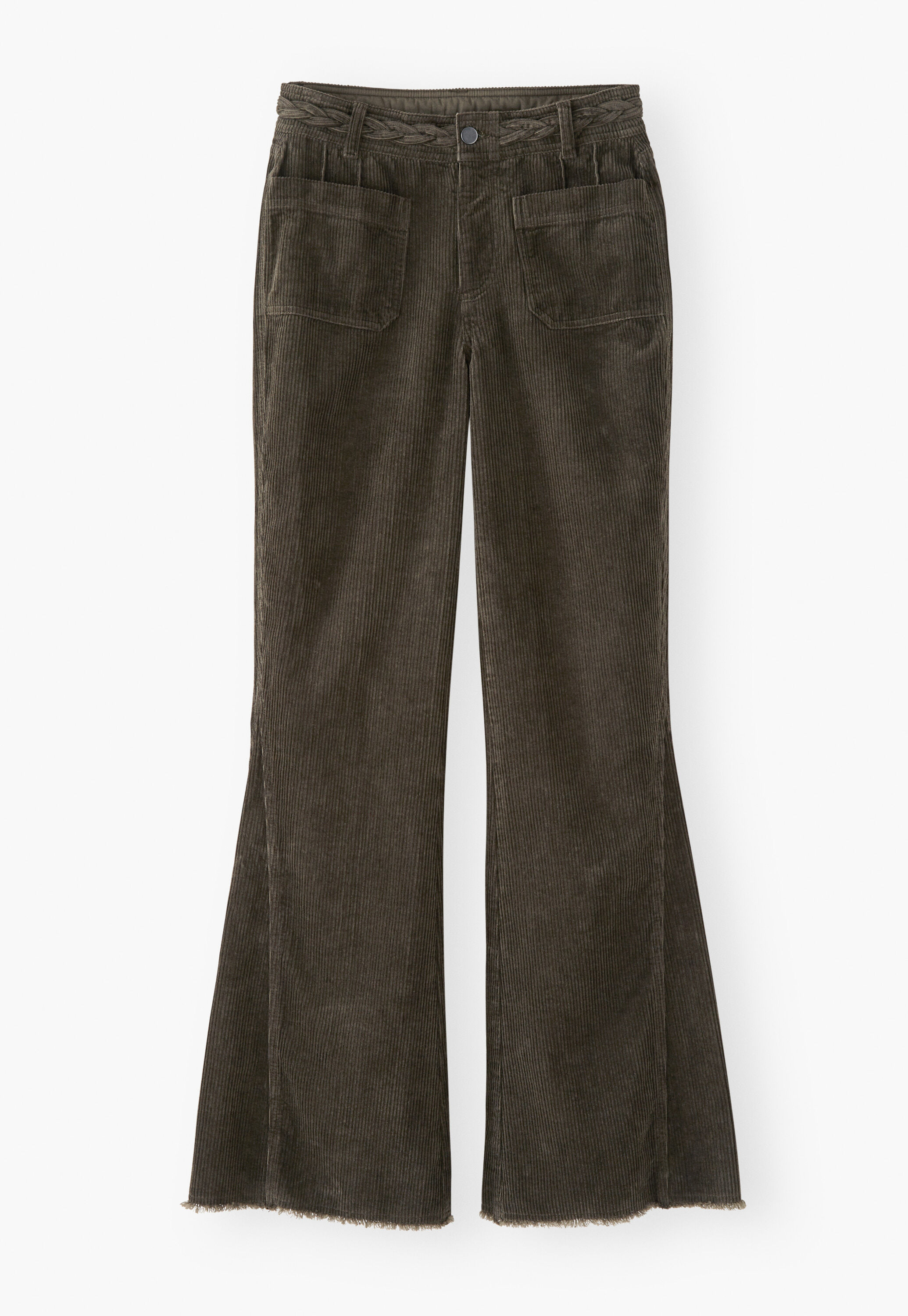 Plait detail cord trouser