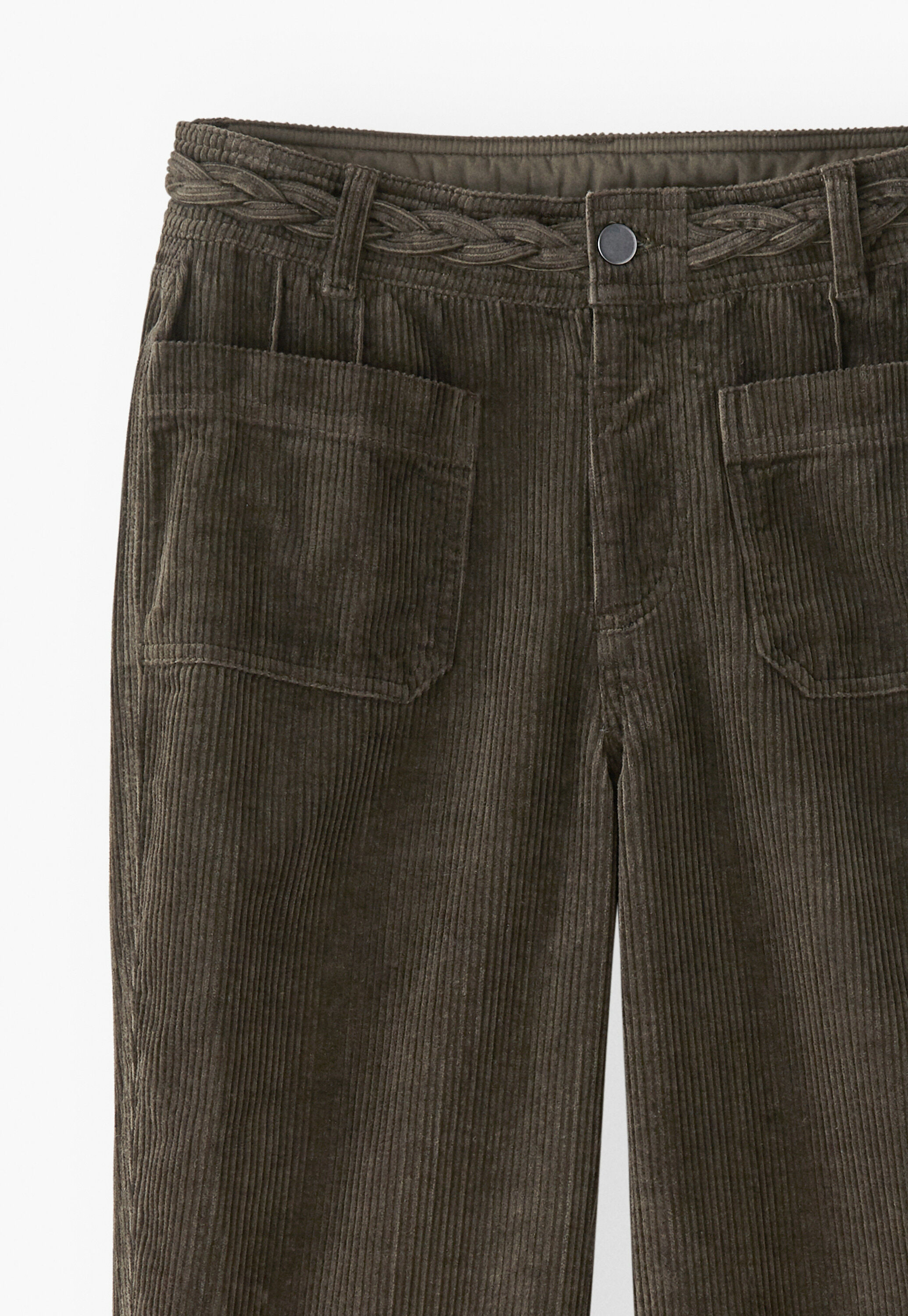 Plait detail cord trouser