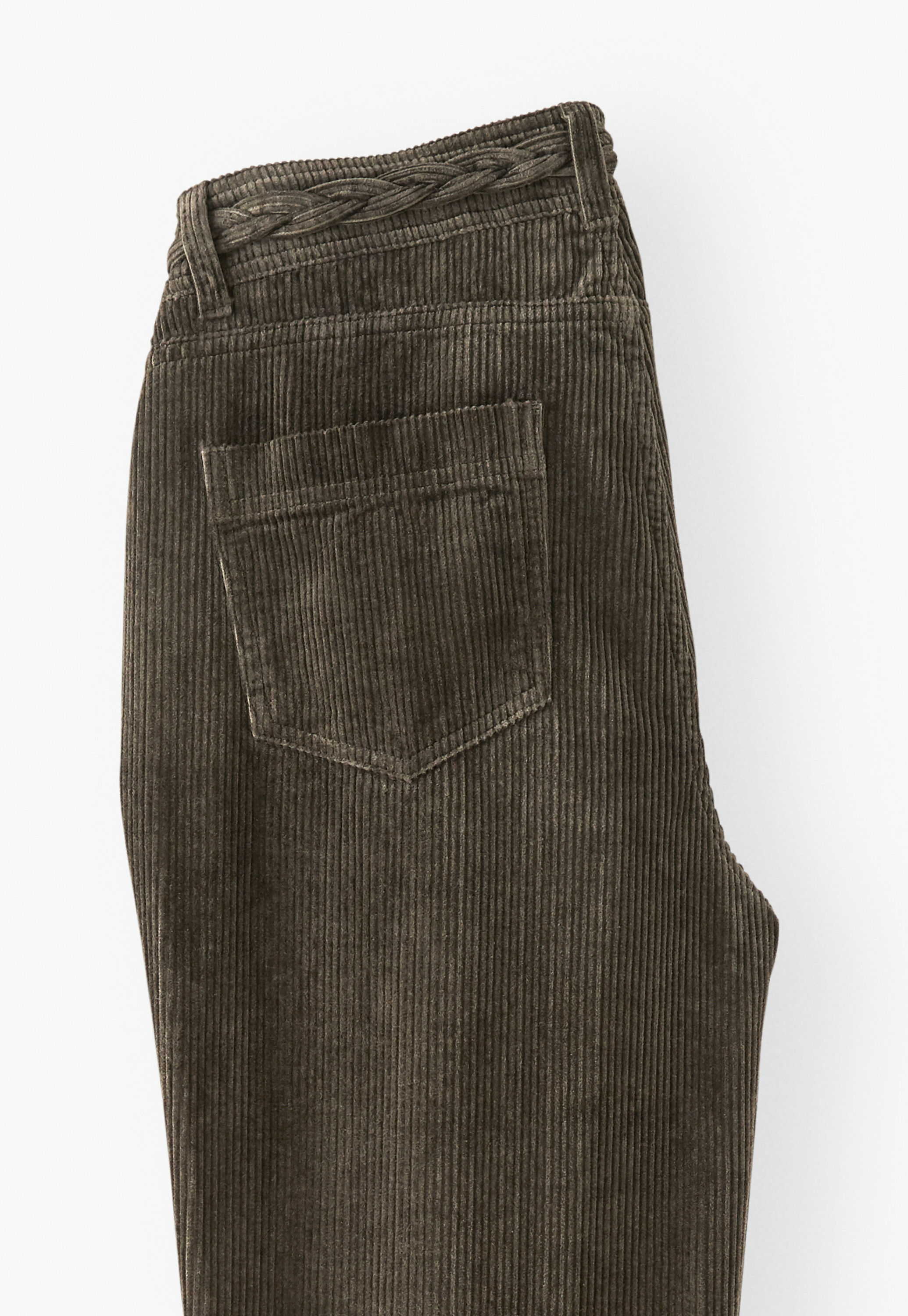 Plait detail cord trouser