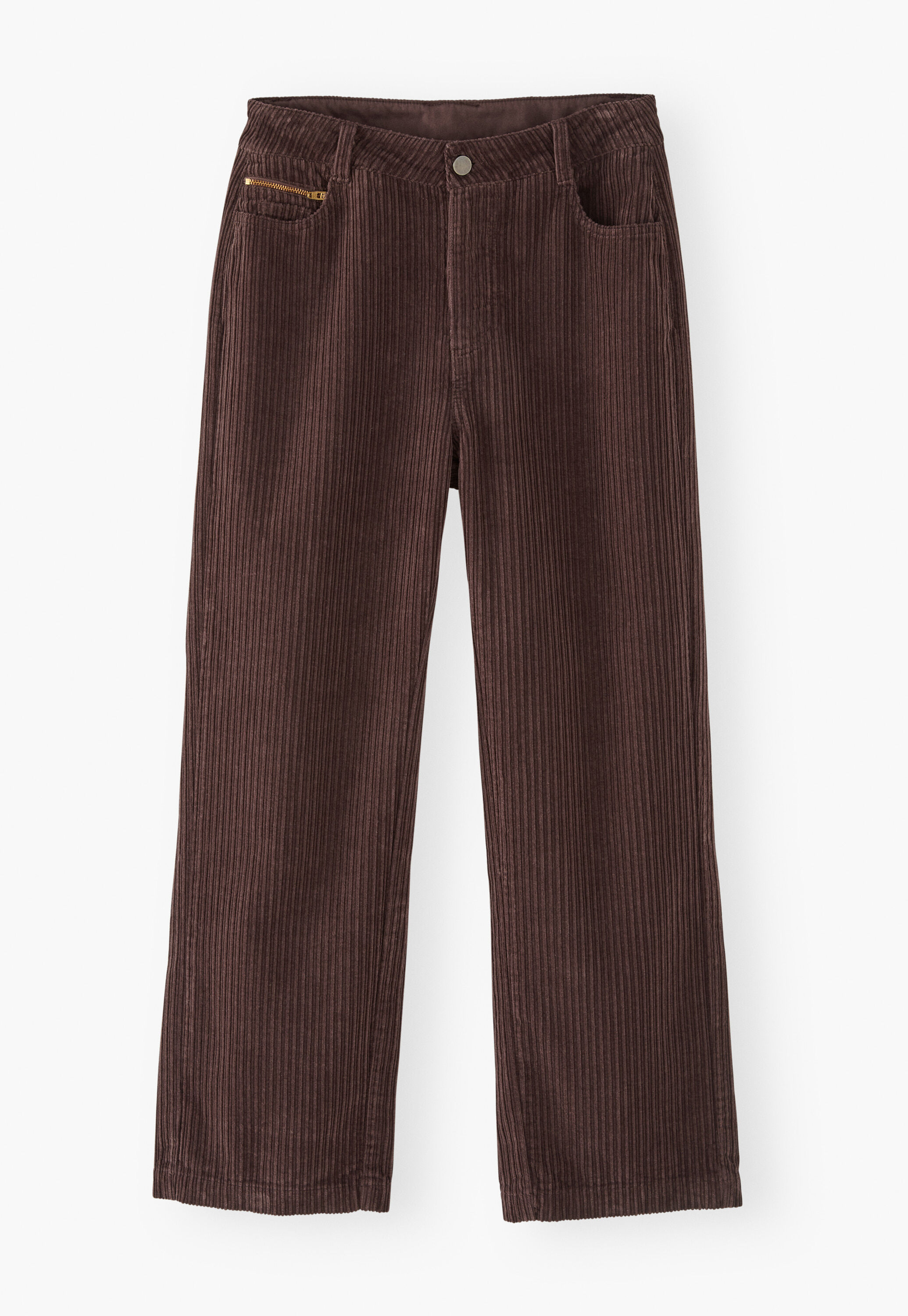 Cropped cord trousers, Chocolate, large