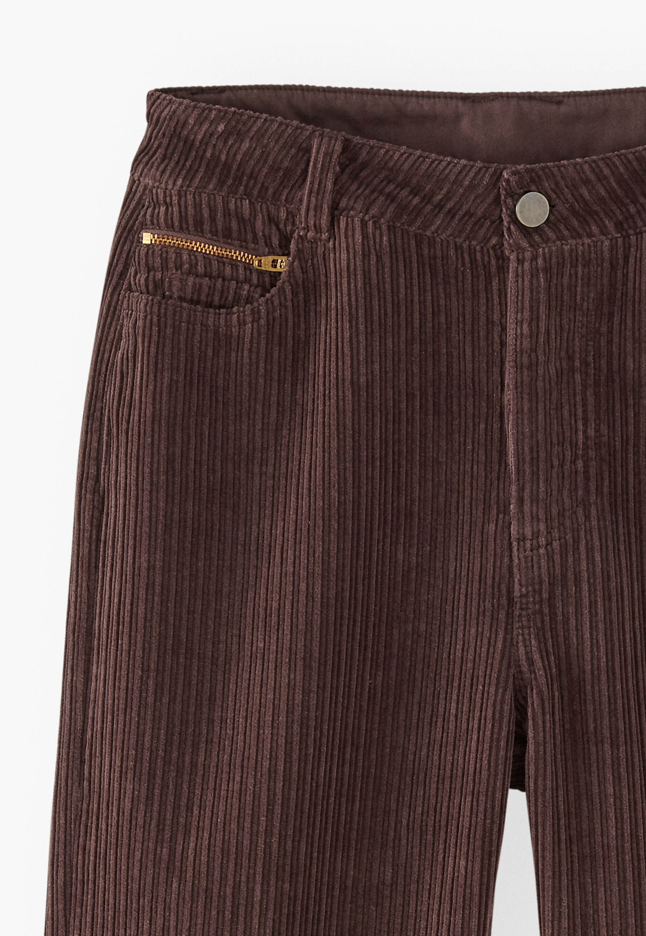 Cropped cord trousers, Chocolate, large