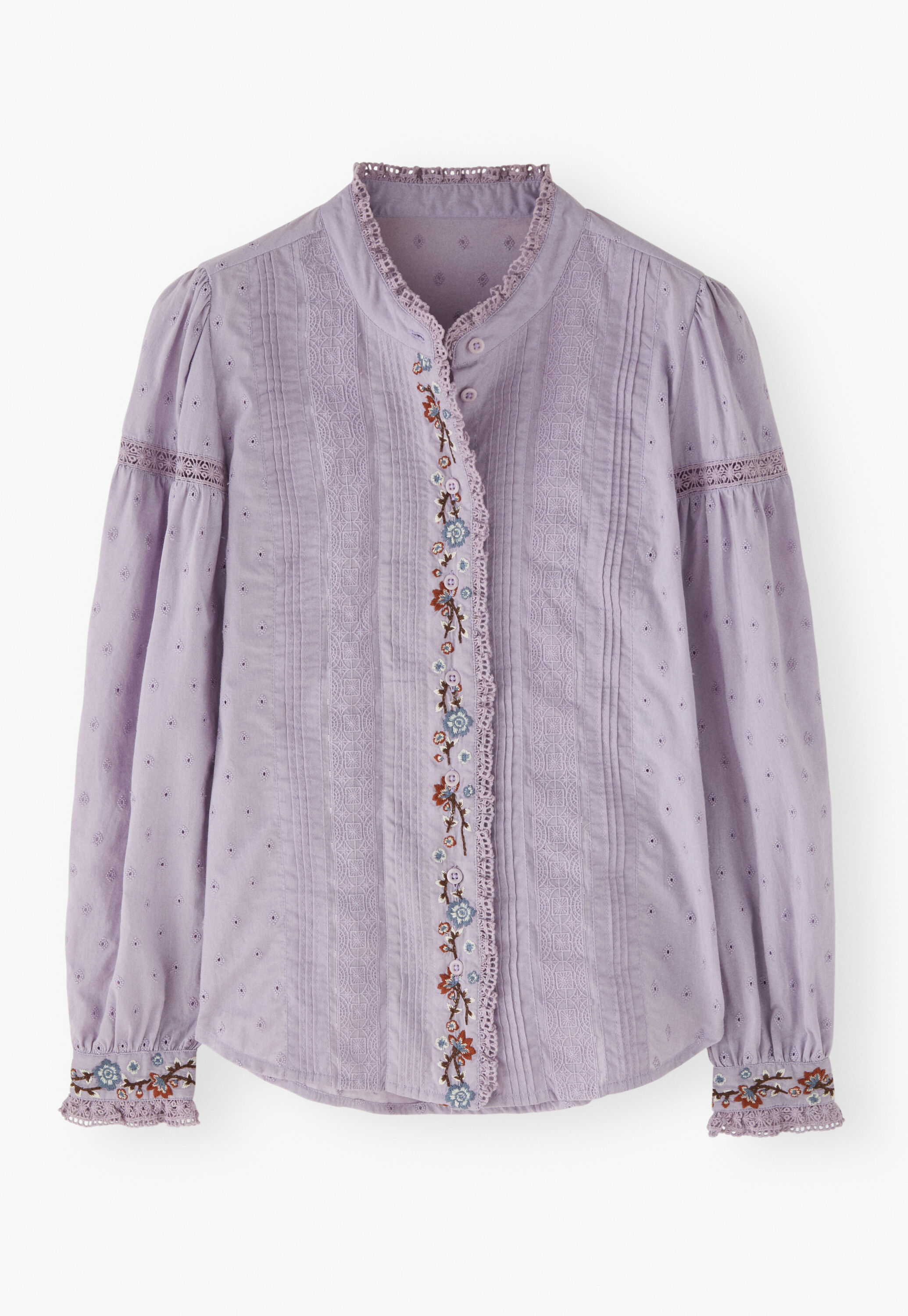 Embroidered broderie blouse, Lavender, large