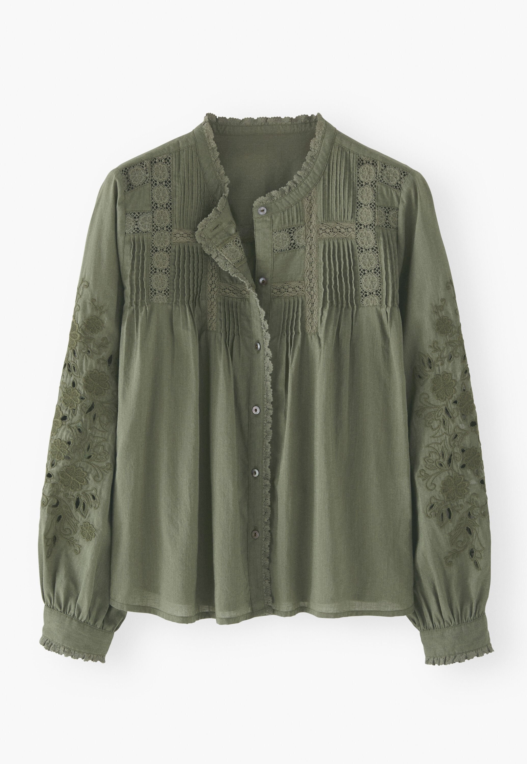 Lace pintuck blouse