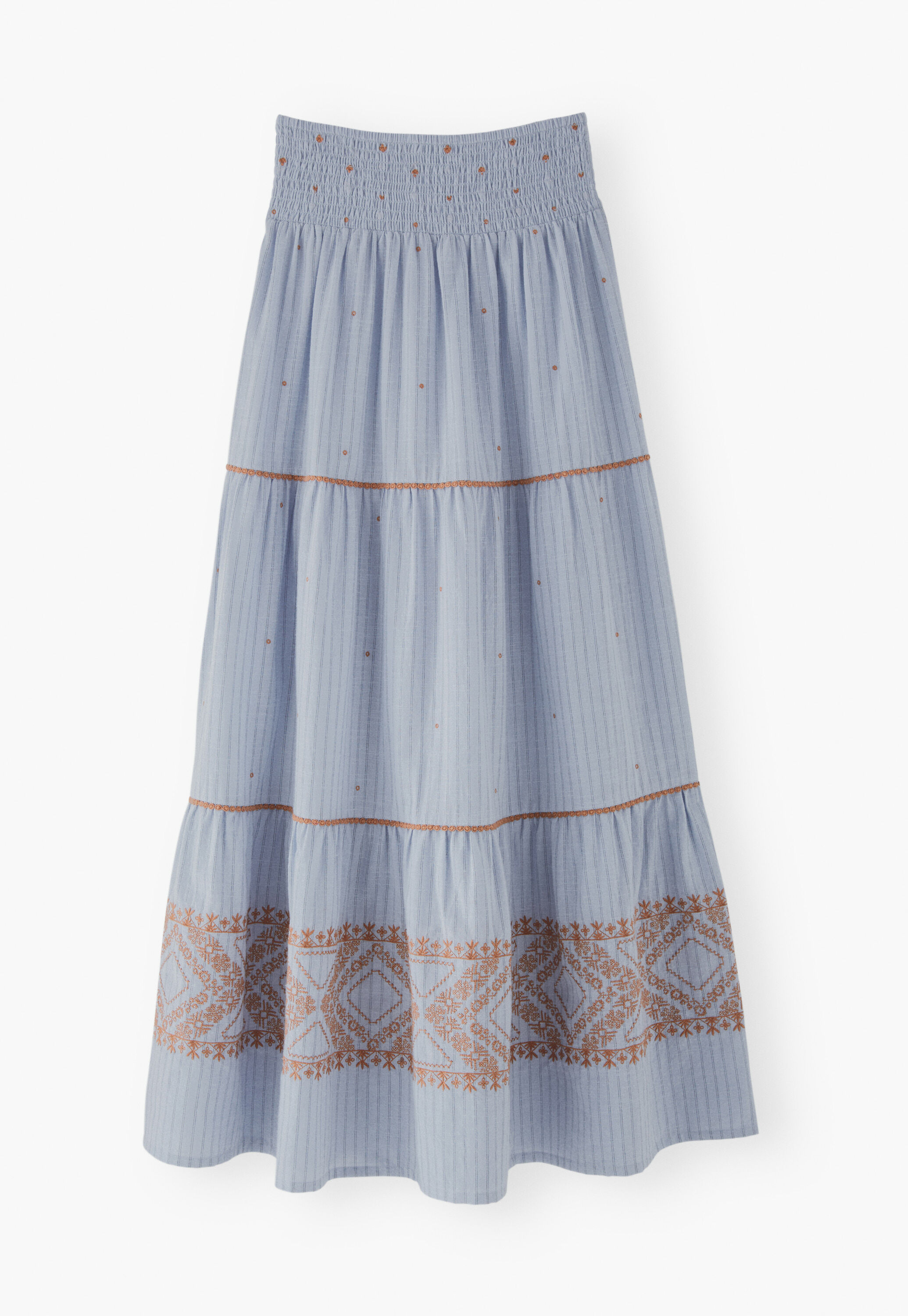 Embroidered striped skirt