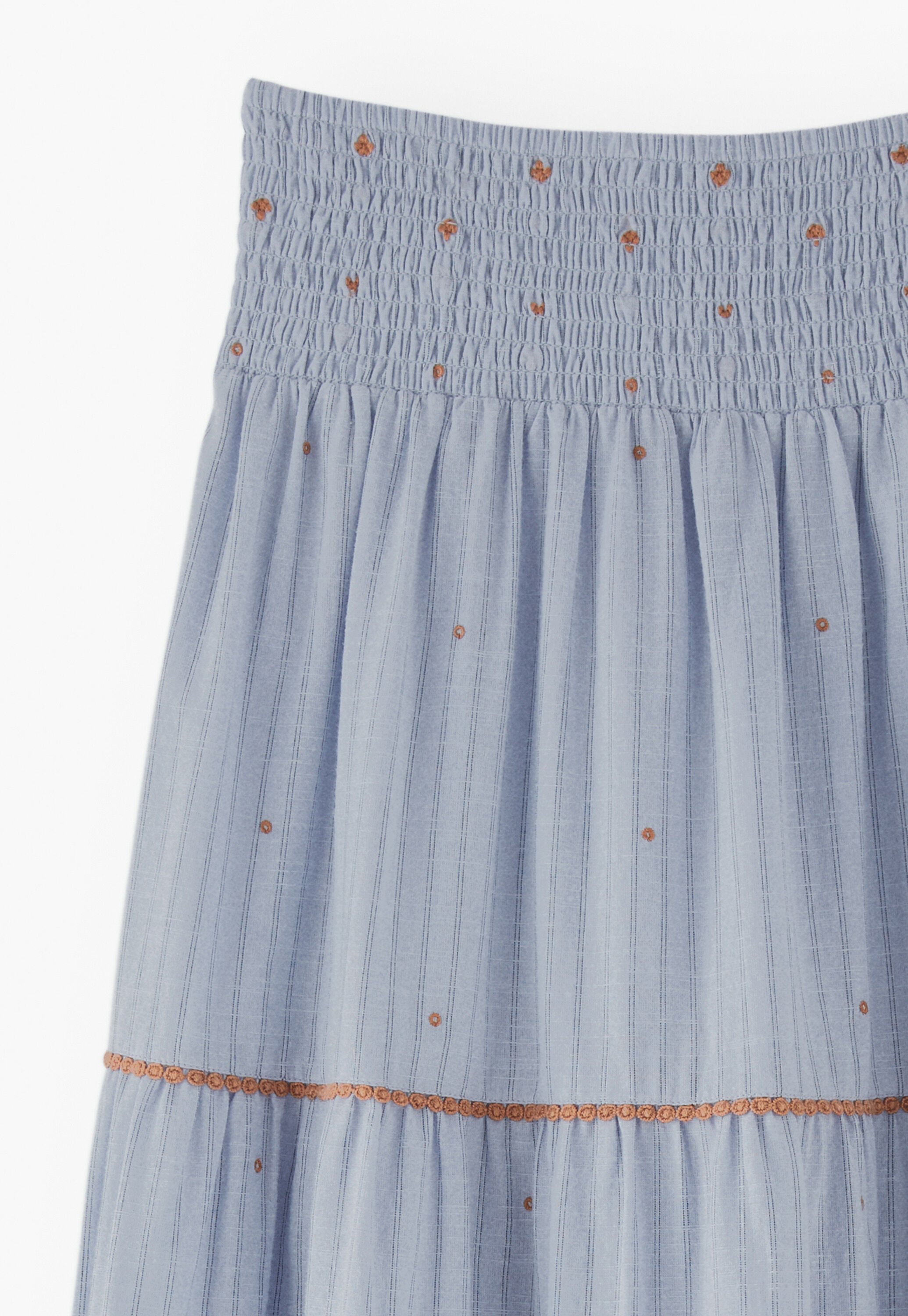 Embroidered striped skirt