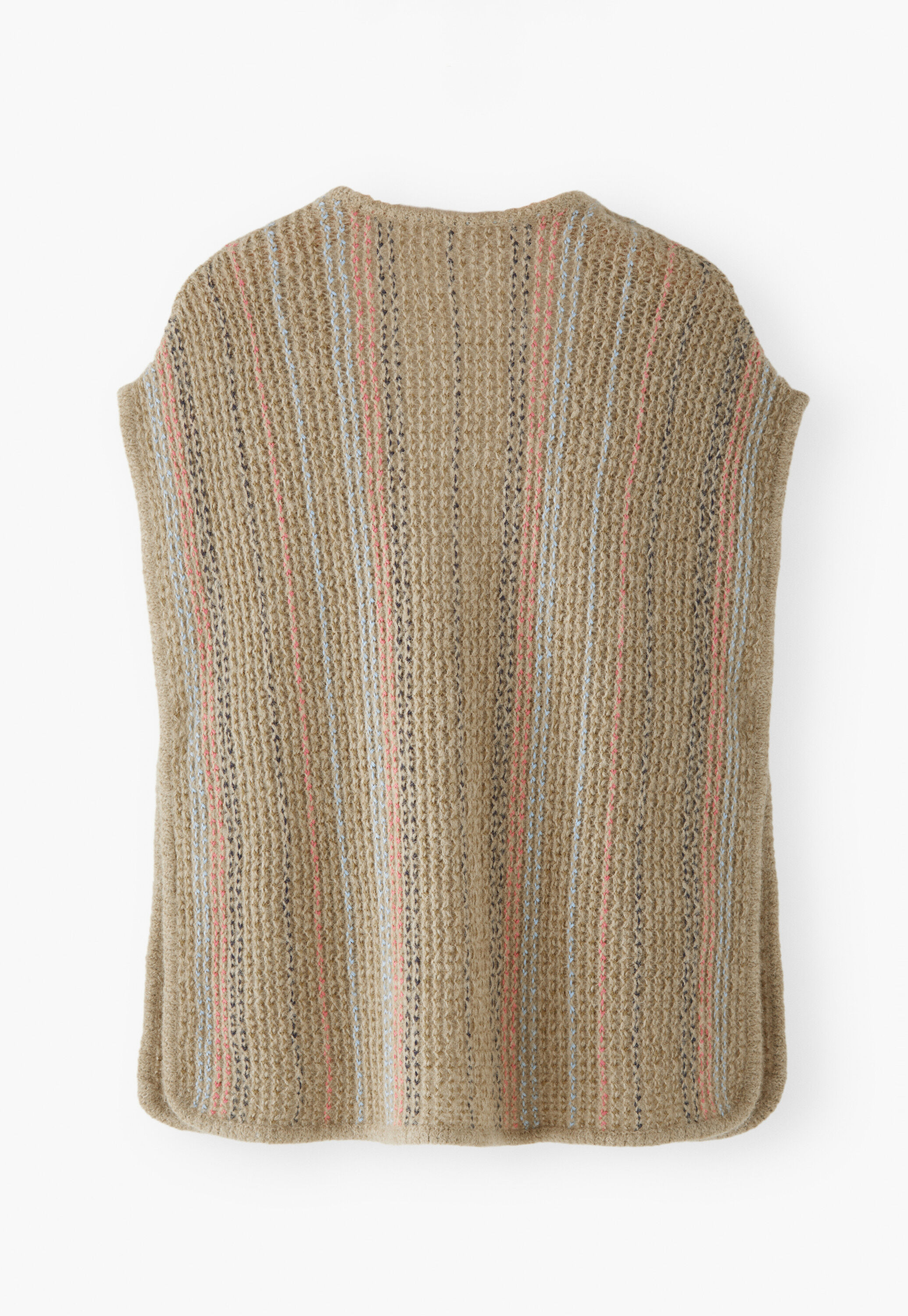 Striped garter-stitch poncho