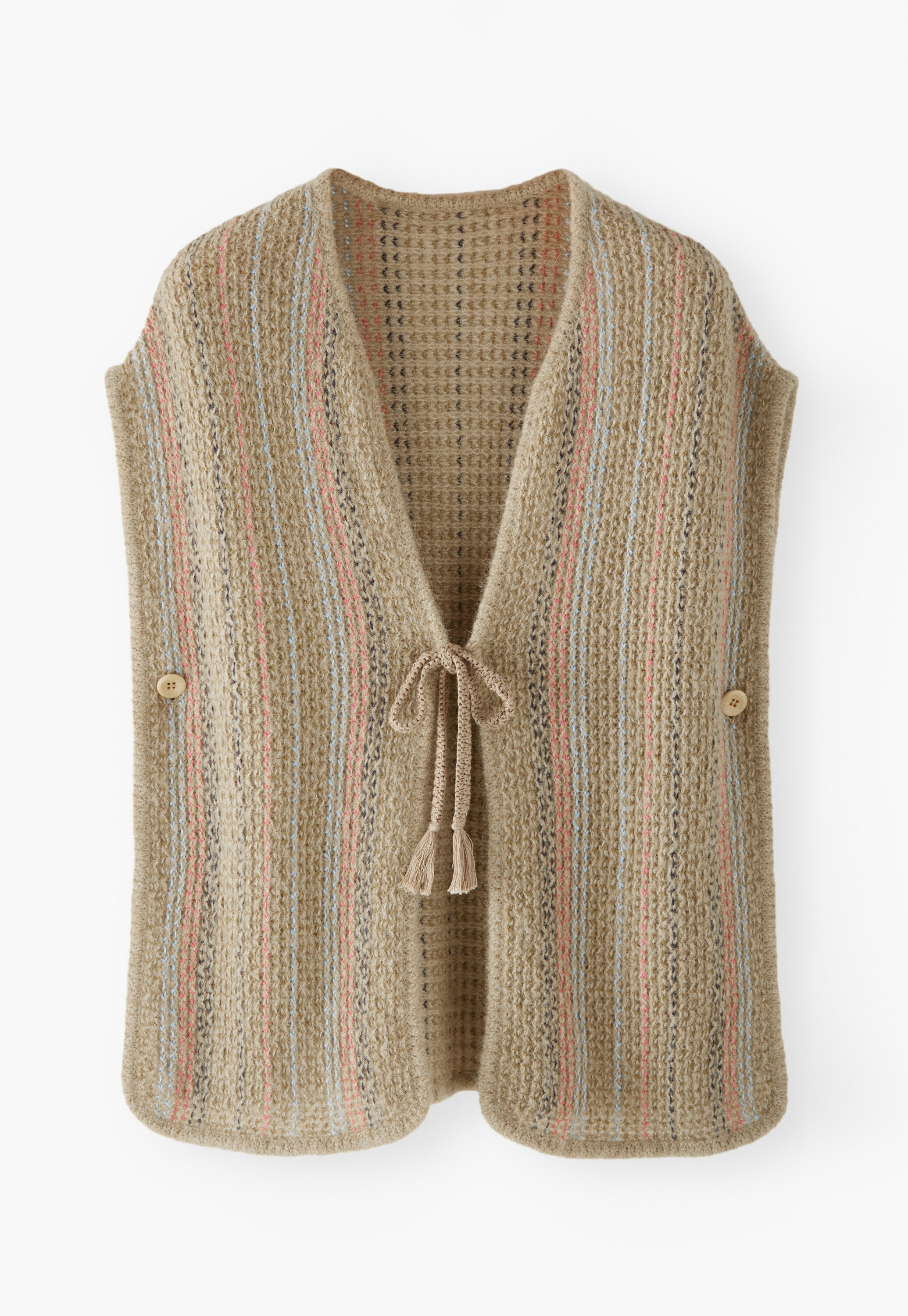 Striped garter-stitch poncho