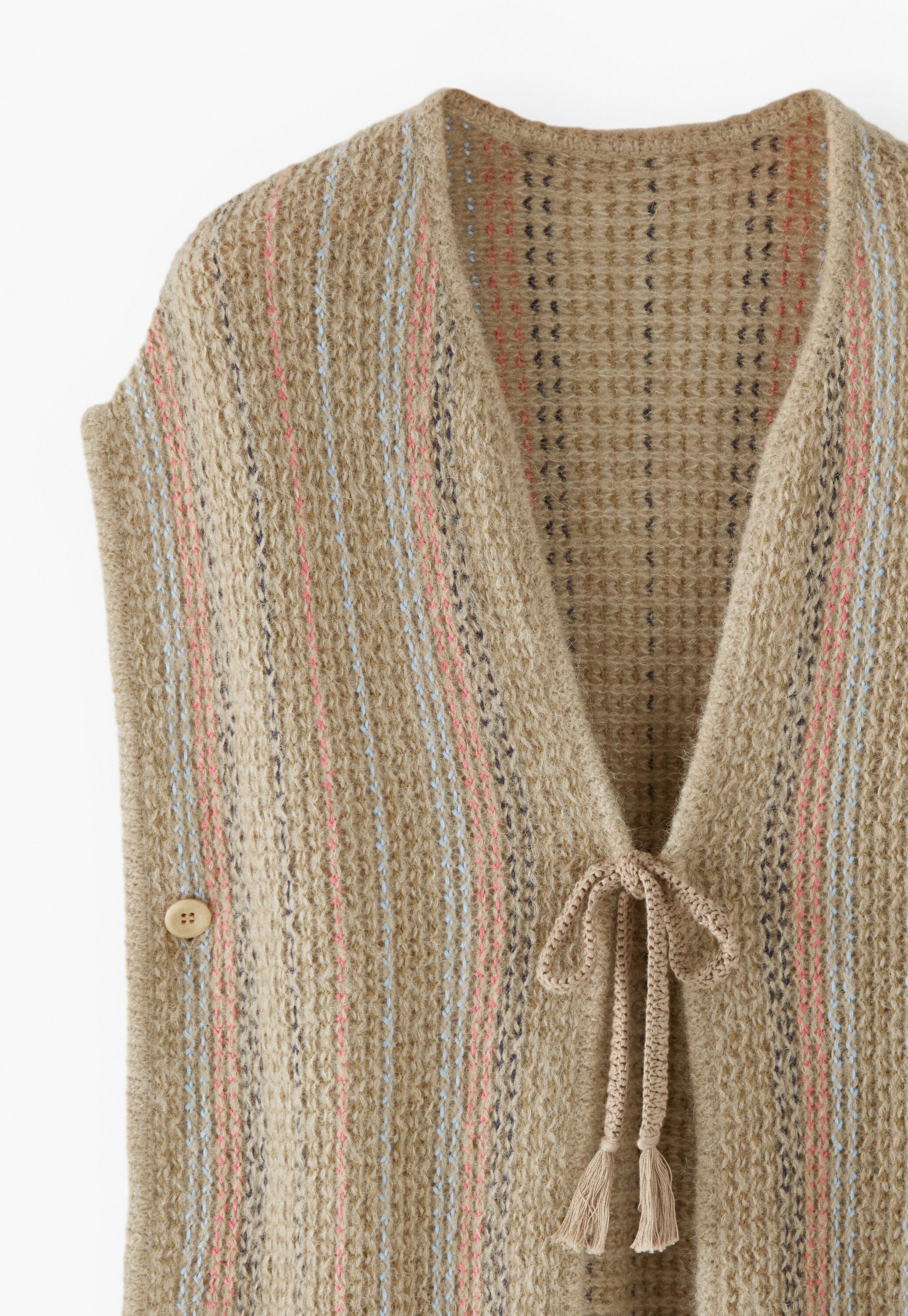 Striped garter-stitch poncho