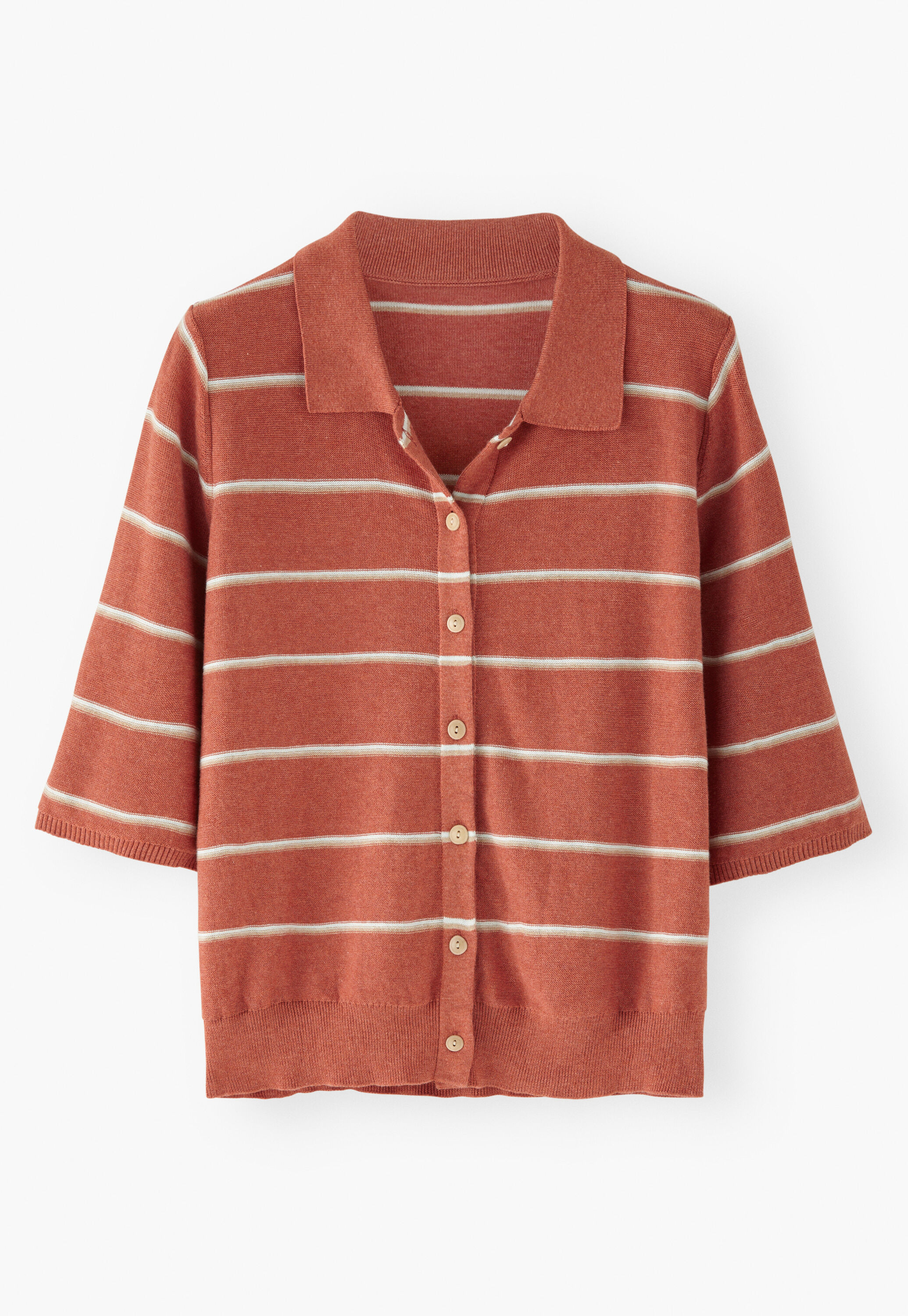 Striped collared cardigan