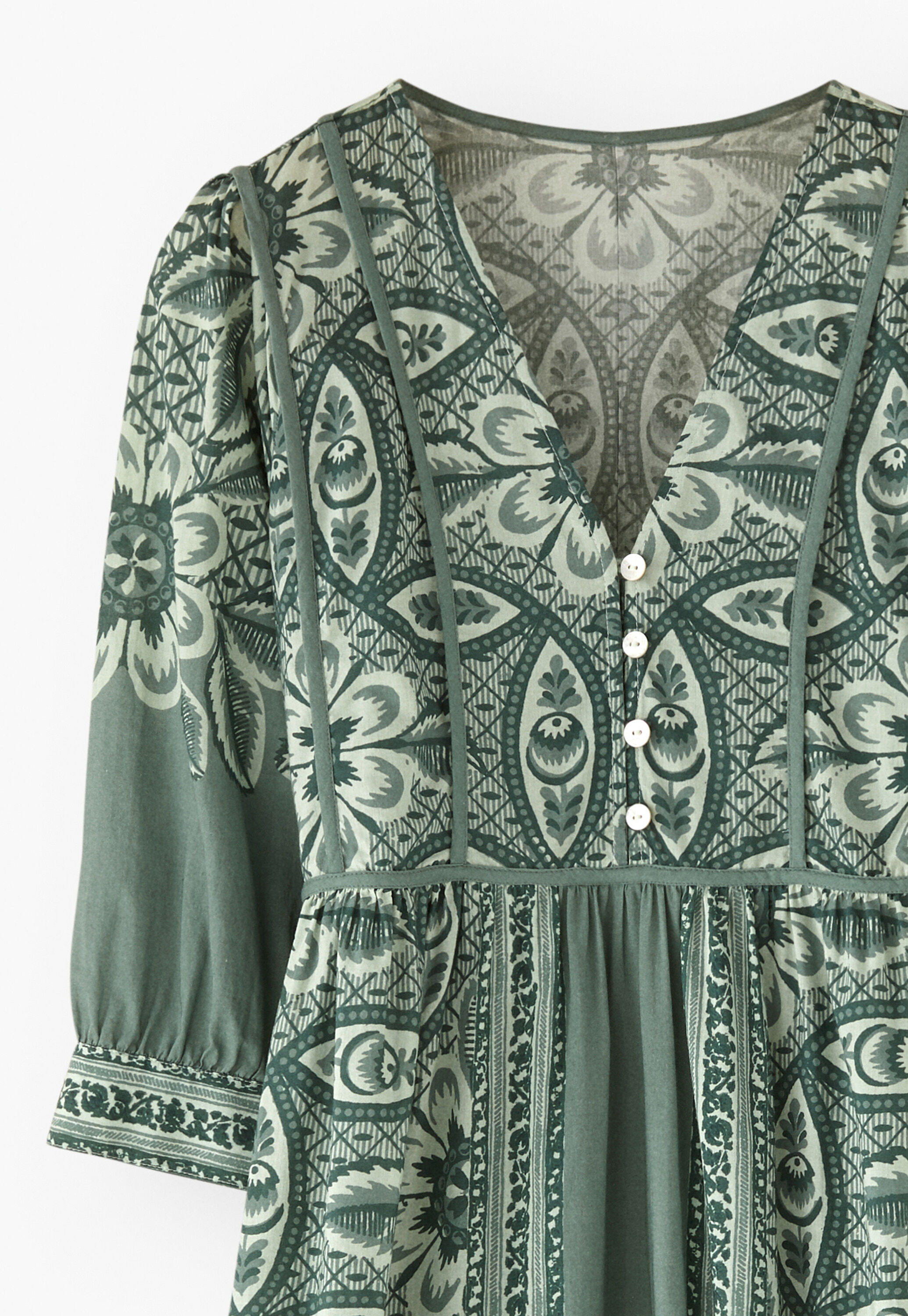 Placement-print dress, Sage grey, large