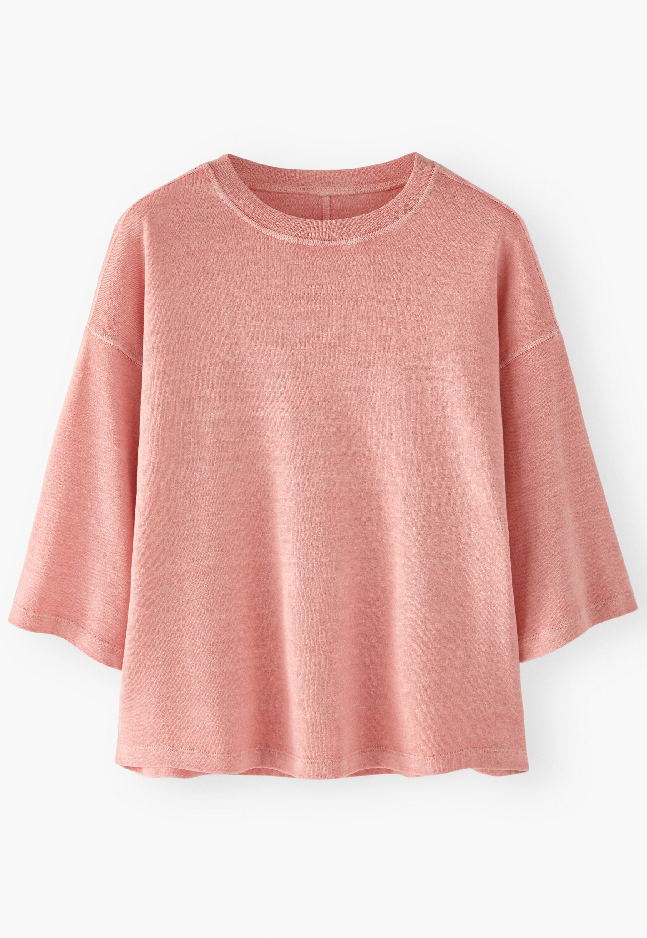 Drop-shoulder top, Peach pink, large